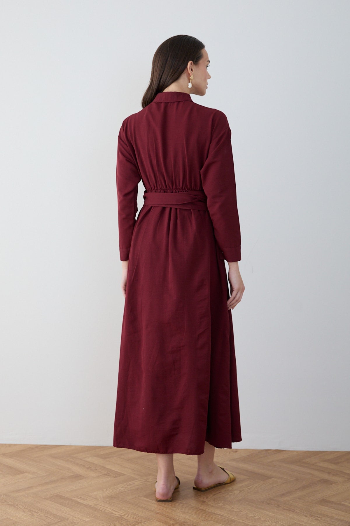 Kuşaklı Poplin Elbise 68-6302