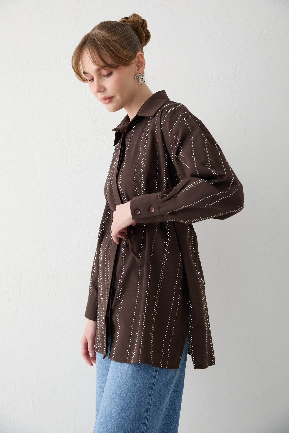 Taşlı Poplin Gömlek 32-2620
