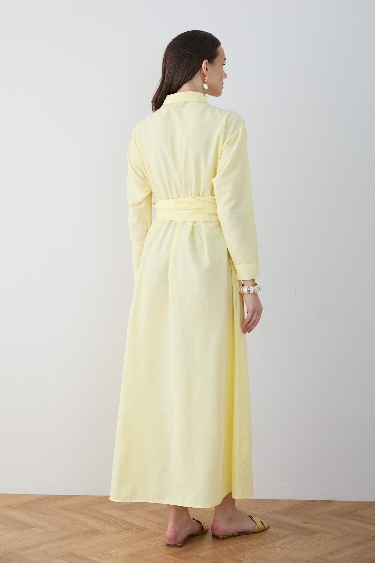 Kuşaklı Poplin Elbise 68-6302
