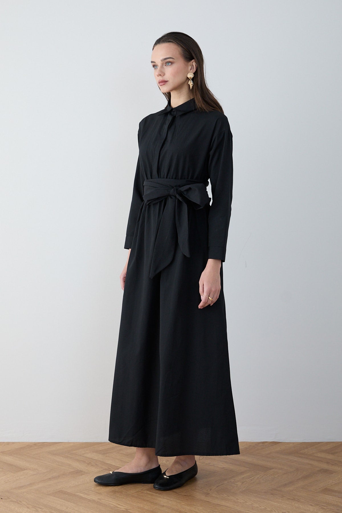 Kuşaklı Poplin Elbise 68-6302