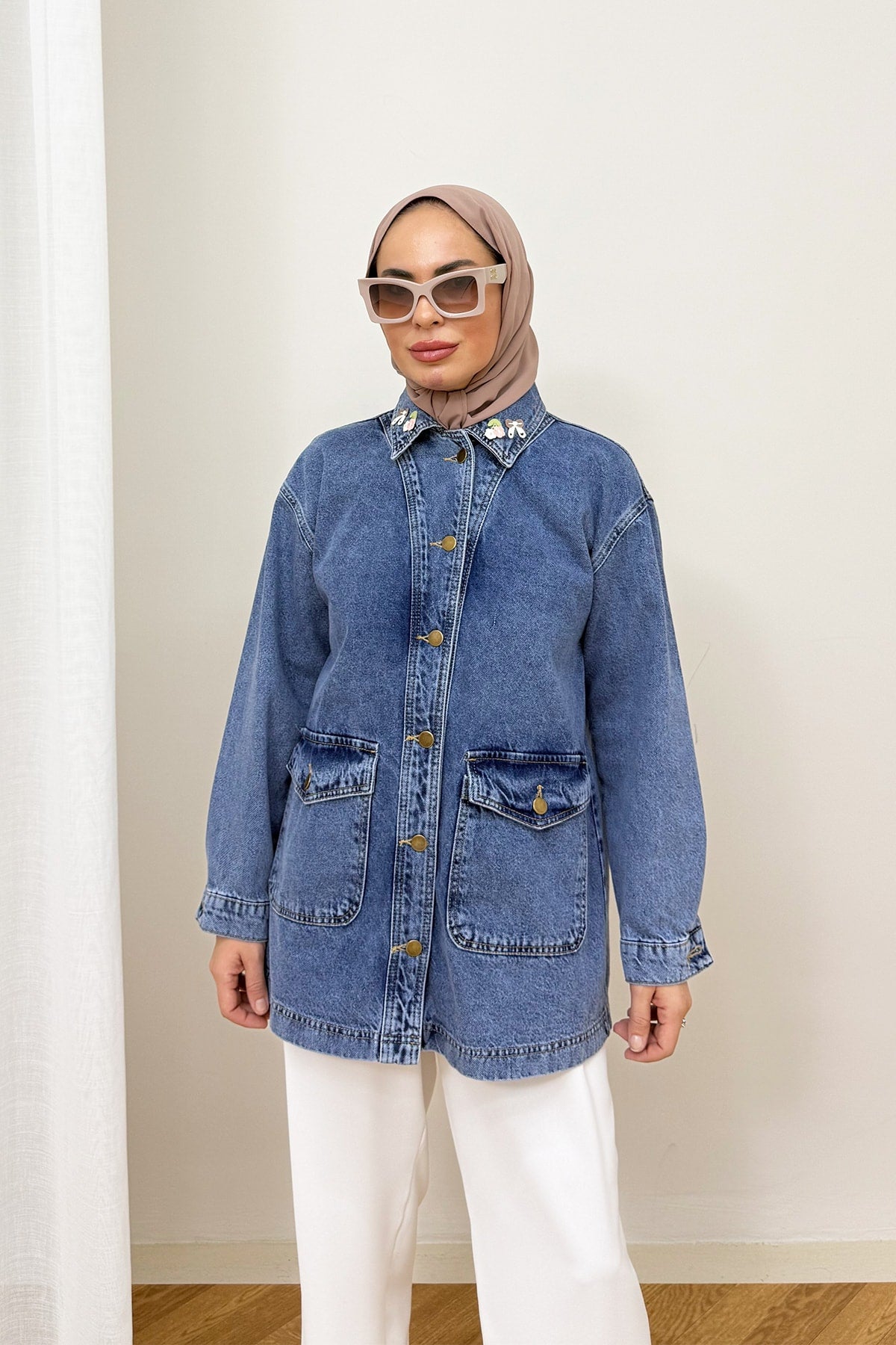 Aksesuarlı Denim Ceket 3-721