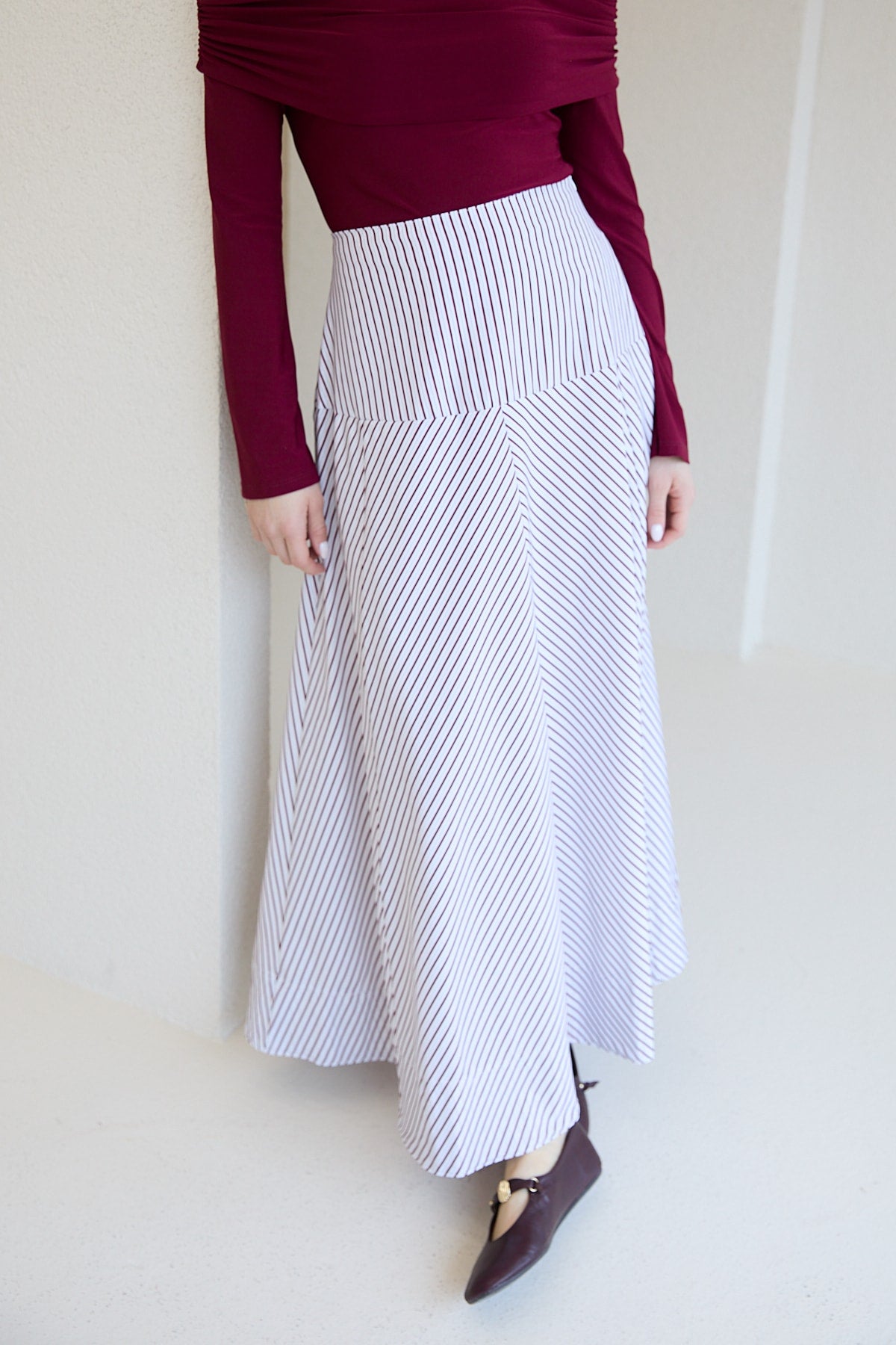 Çizgili Poplin Etek 32-2828