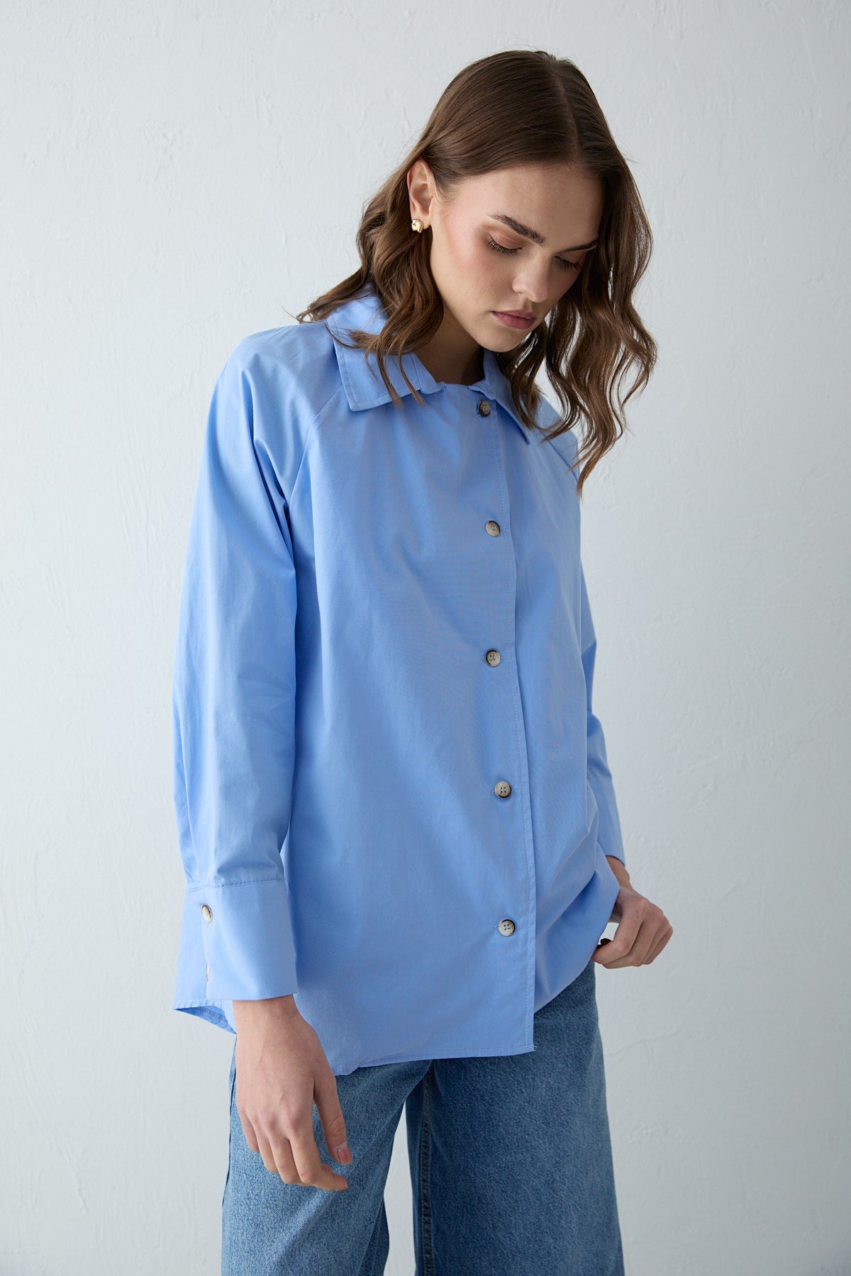Düğmeli Poplin Gömlek 32-2703