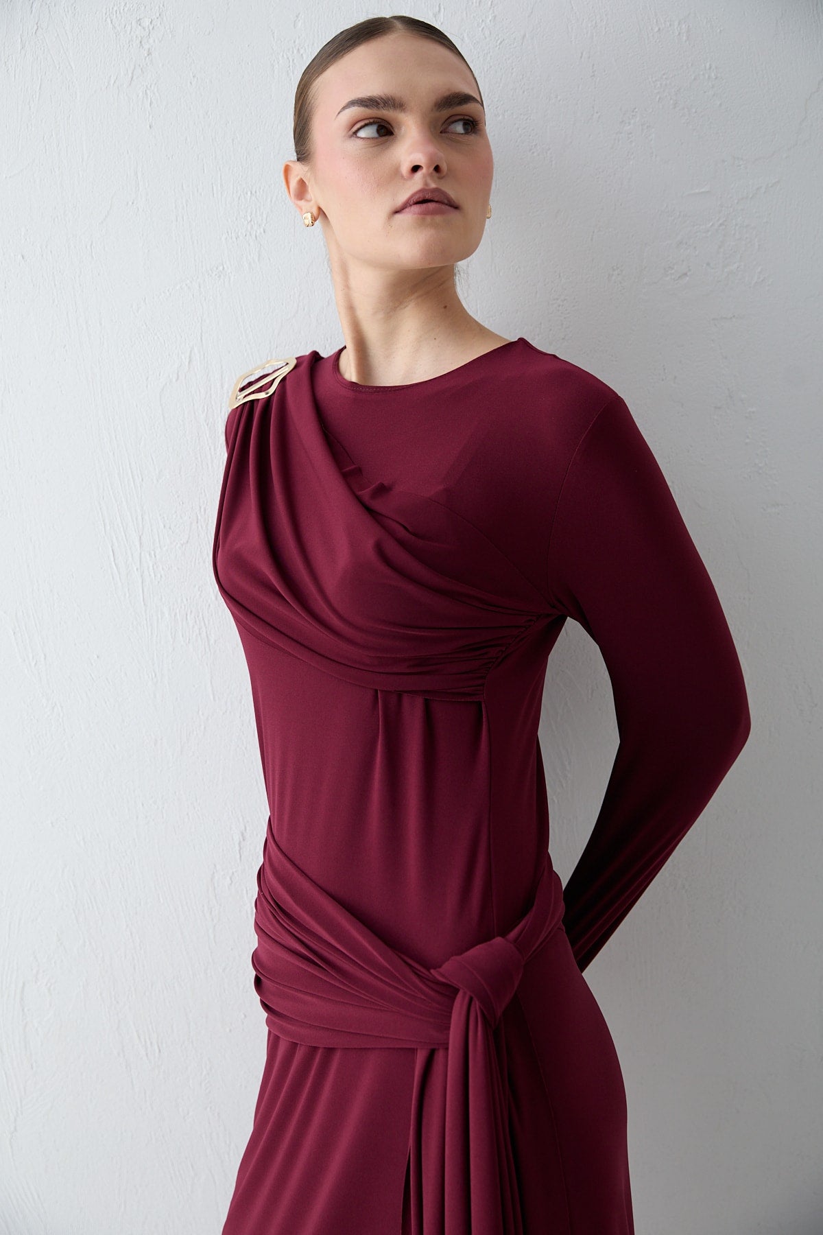 Likralı Bağlamalı Elbise 32-2663