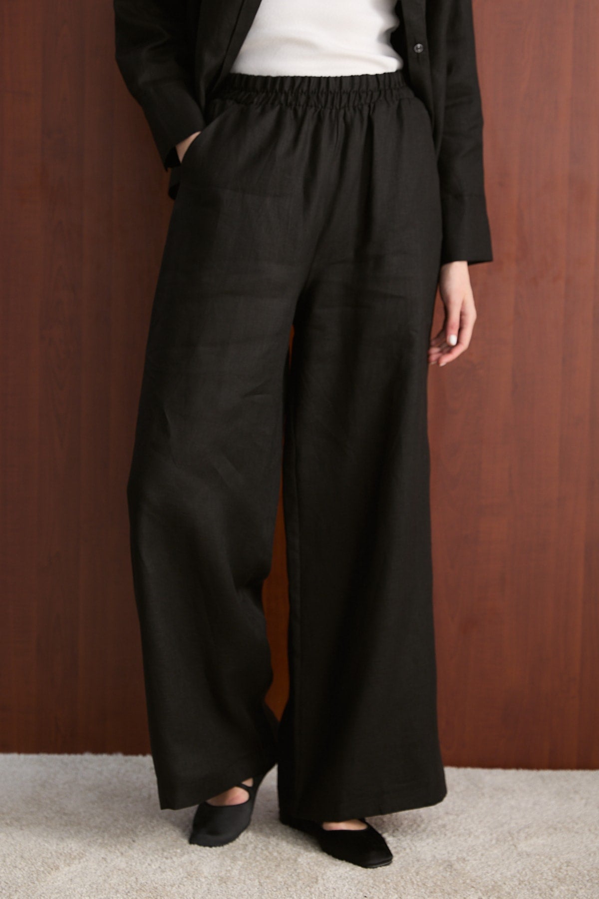 Keten Pantolon 32-2765-1 Siyah Kadın Pantolon