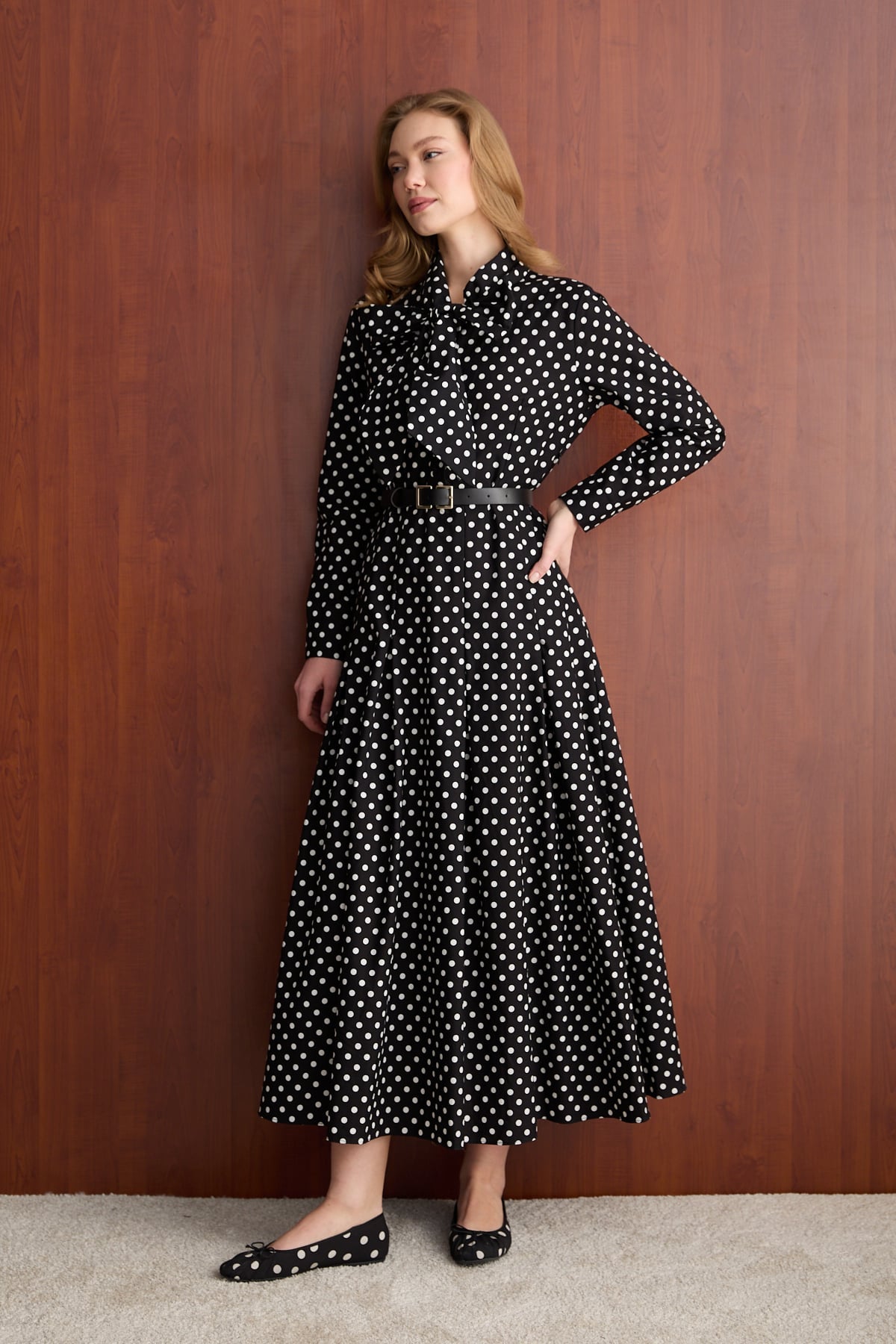 Puantiye Poplin Elbise 32-2766