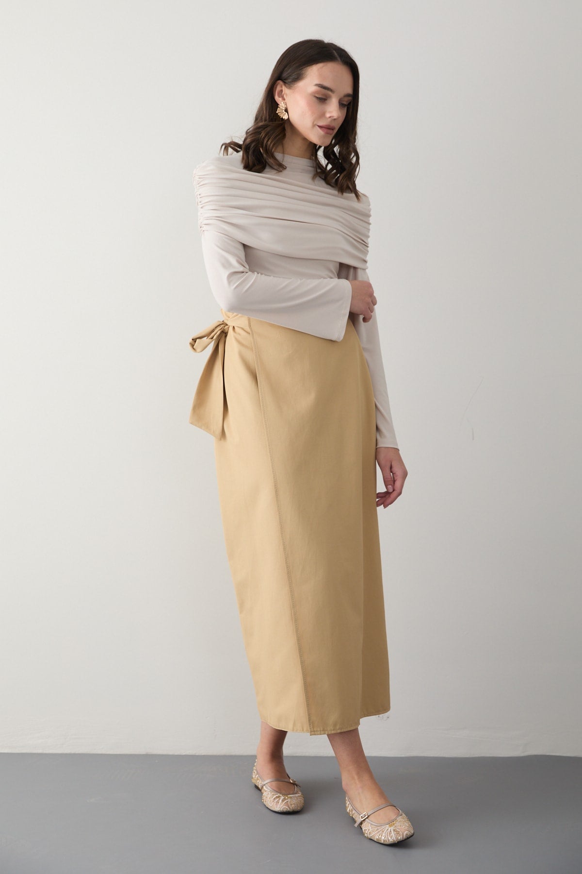 Poplin Bağlamalı Etek 32-2874