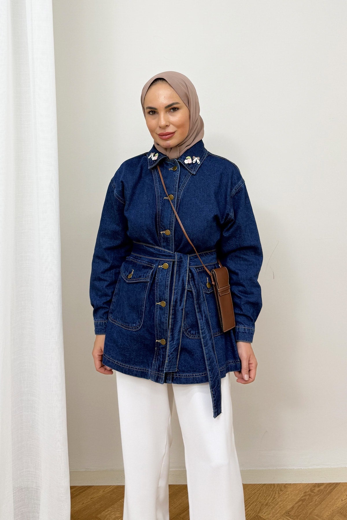 Aksesuarlı Denim Ceket 3-721
