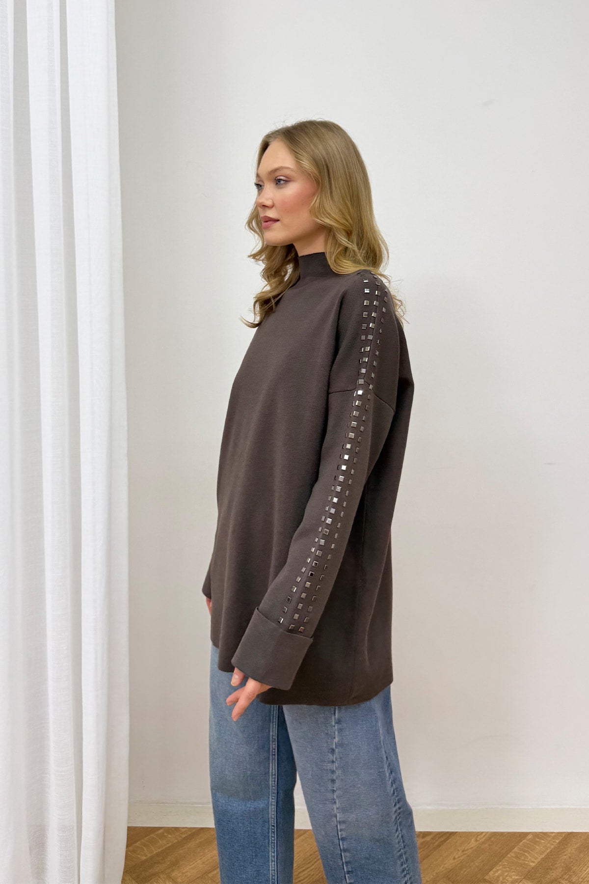 Aksesuarlı Triko Tunik 87-26150