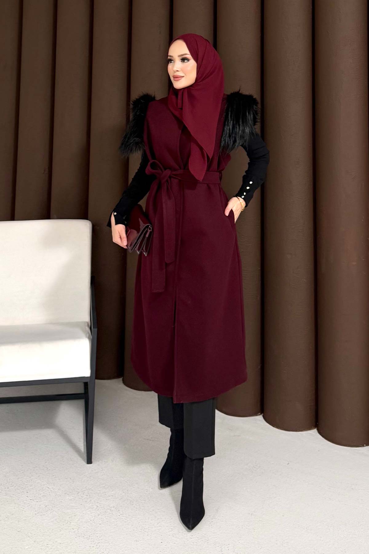 Kürklü Kaşe Yelek 32-3709