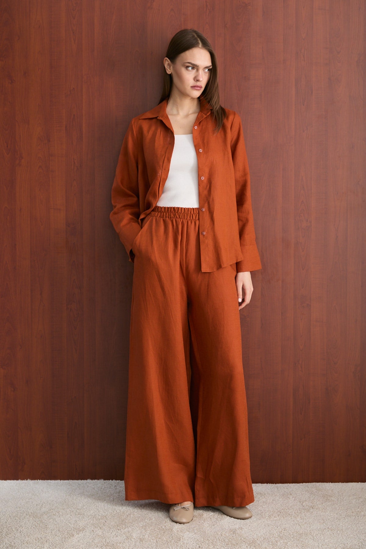 Keten Pantolon 32-2765-1 Kadın Pantolon