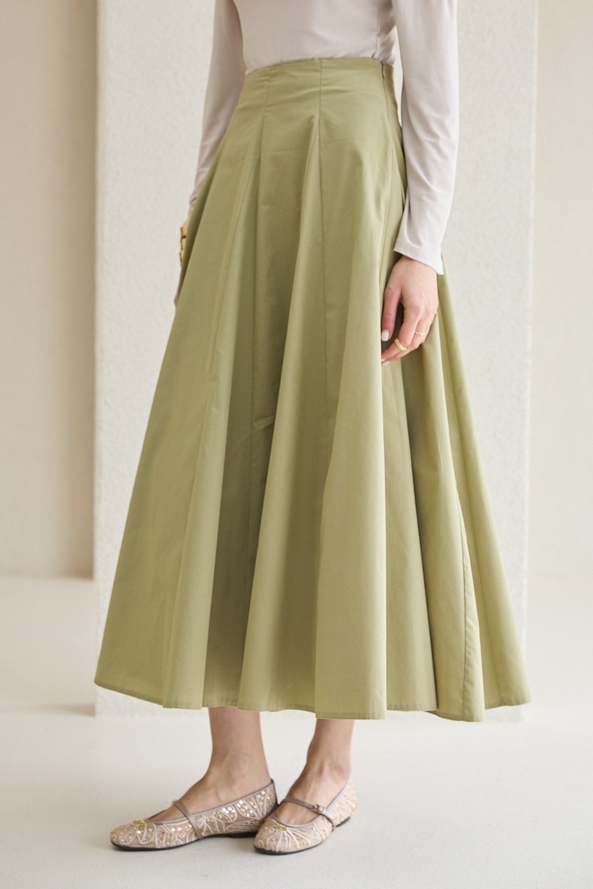Parçalı Poplin Etek 32-2776