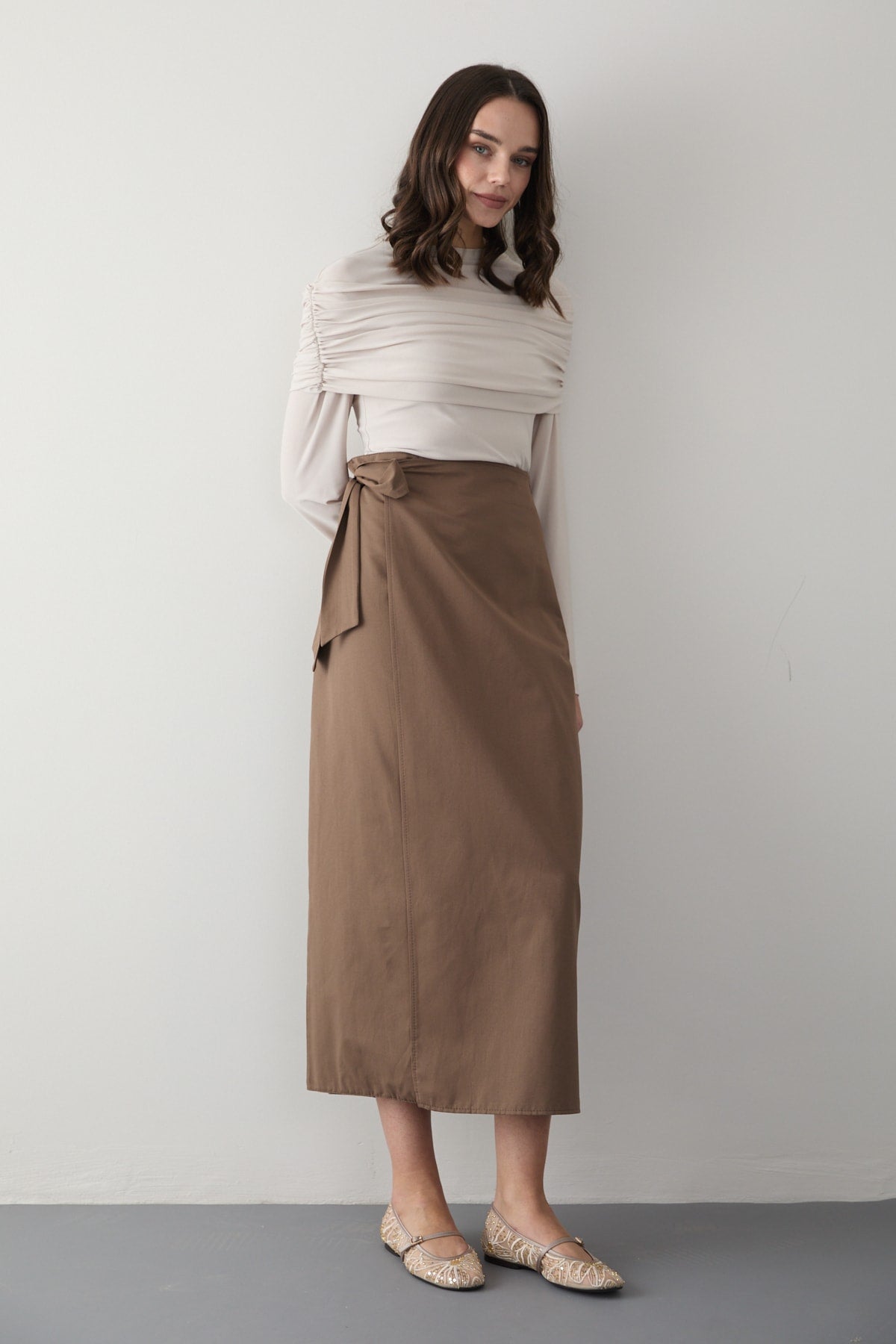 Poplin Bağlamalı Etek 32-2874