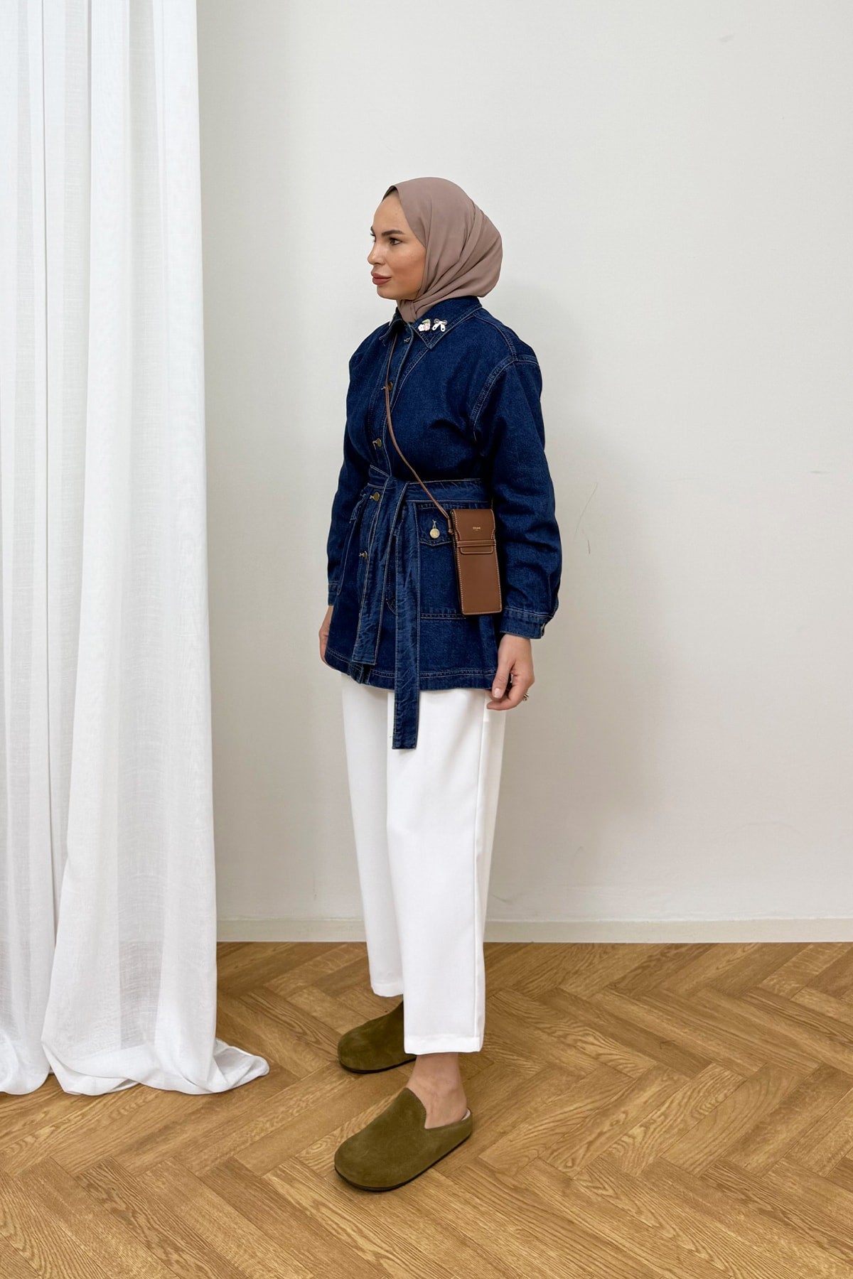 Aksesuarlı Denim Ceket 3-721