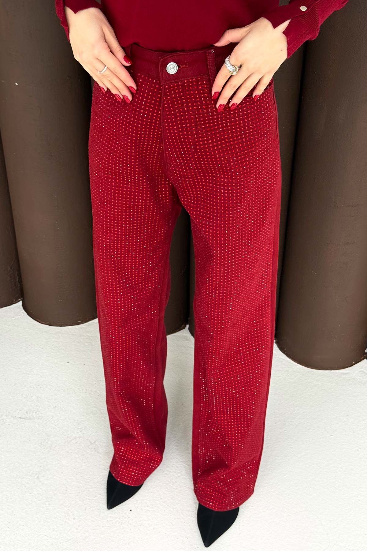 Taşlı Gabardin Pantolon 32-3506-1
