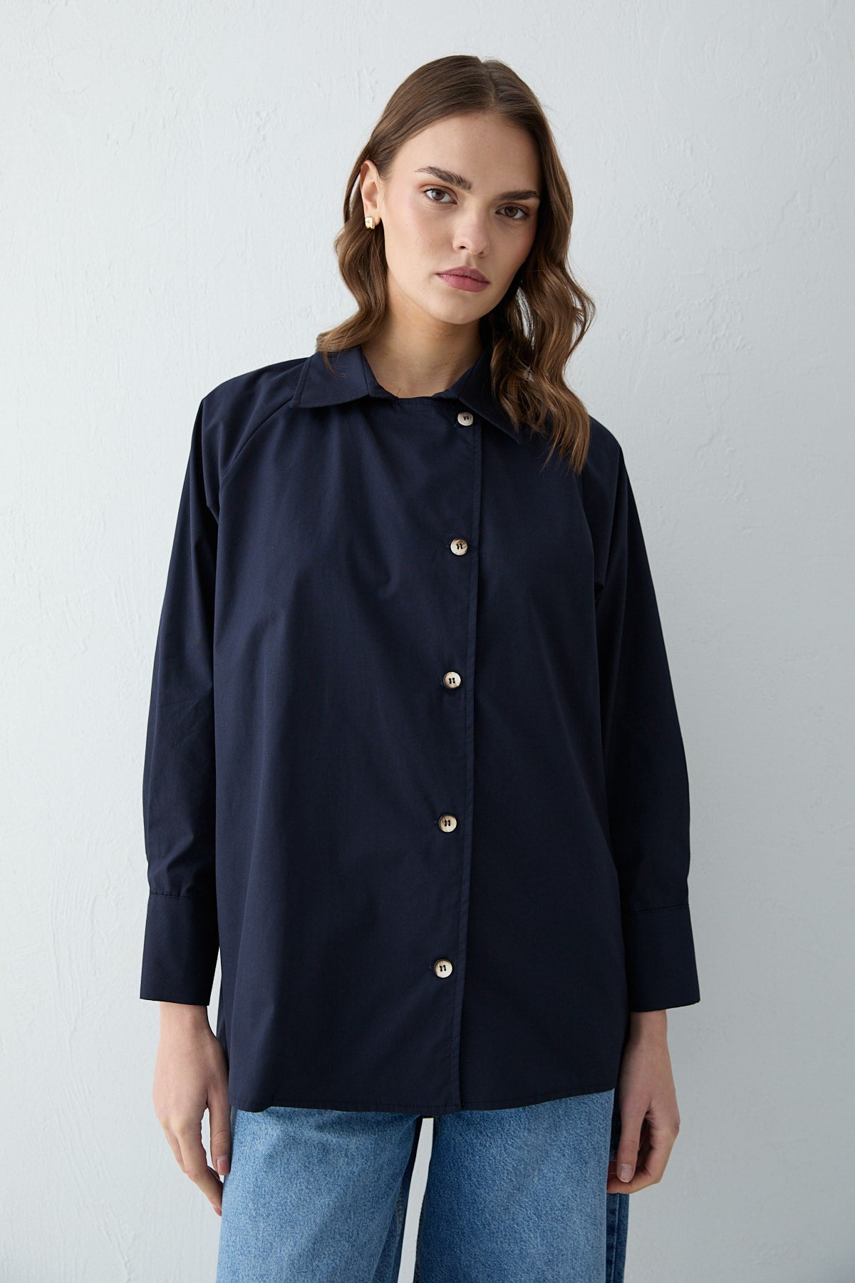 Düğmeli Poplin Gömlek 32-2703
