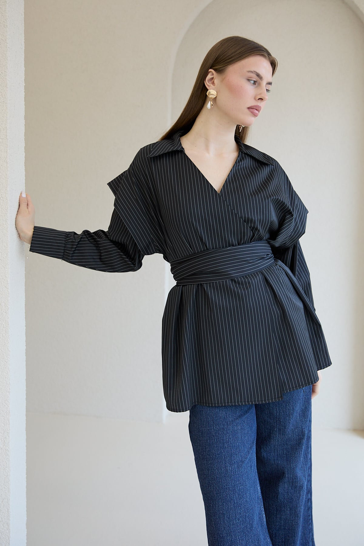 Çizgili Poplin Gömlek 32-2761