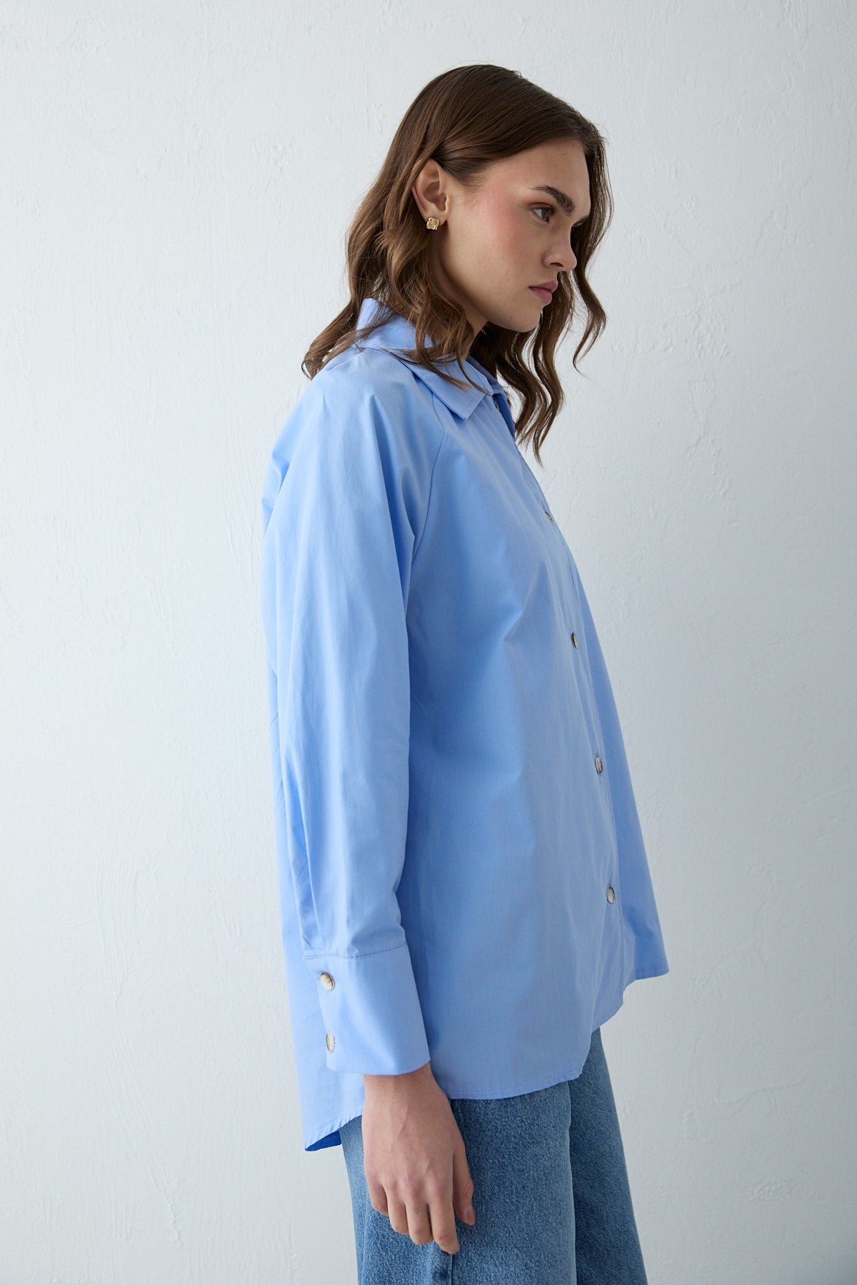Düğmeli Poplin Gömlek 32-2703