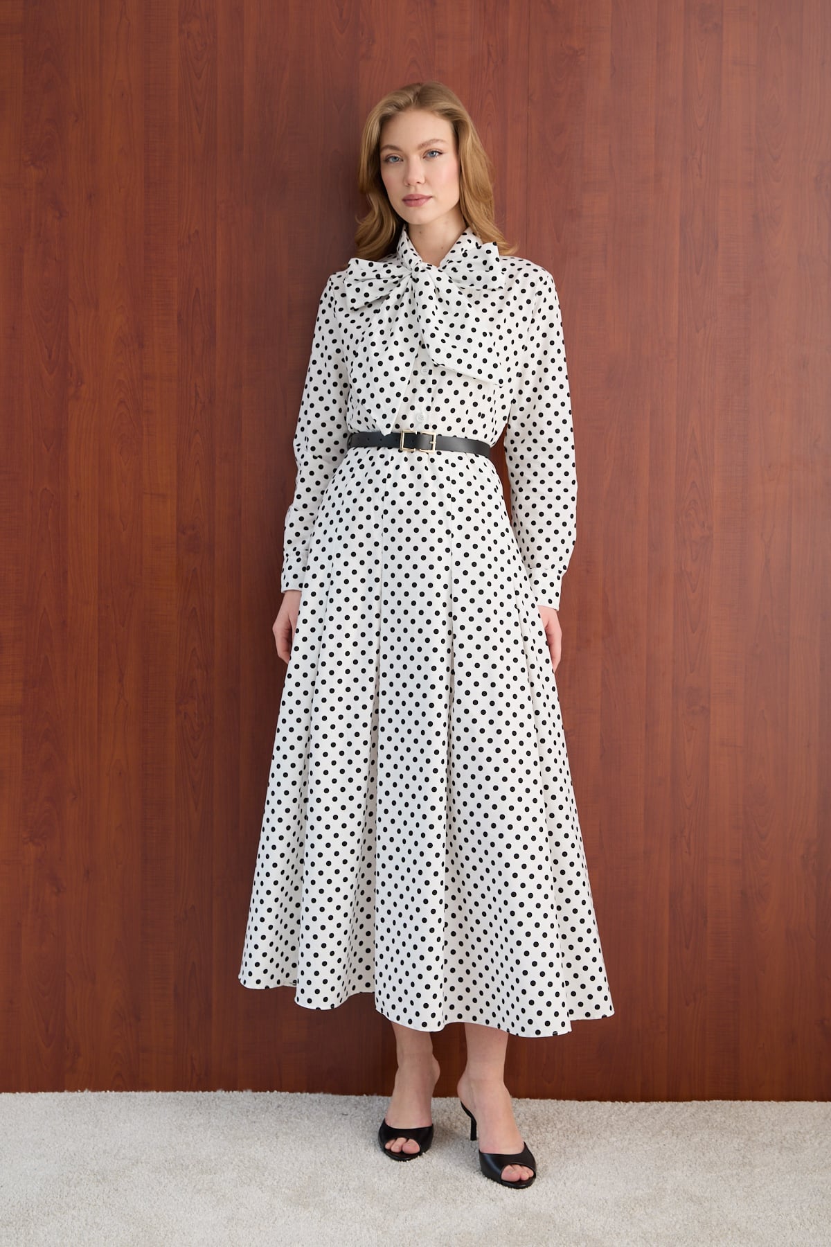 Puantiye Poplin Elbise 32-2766