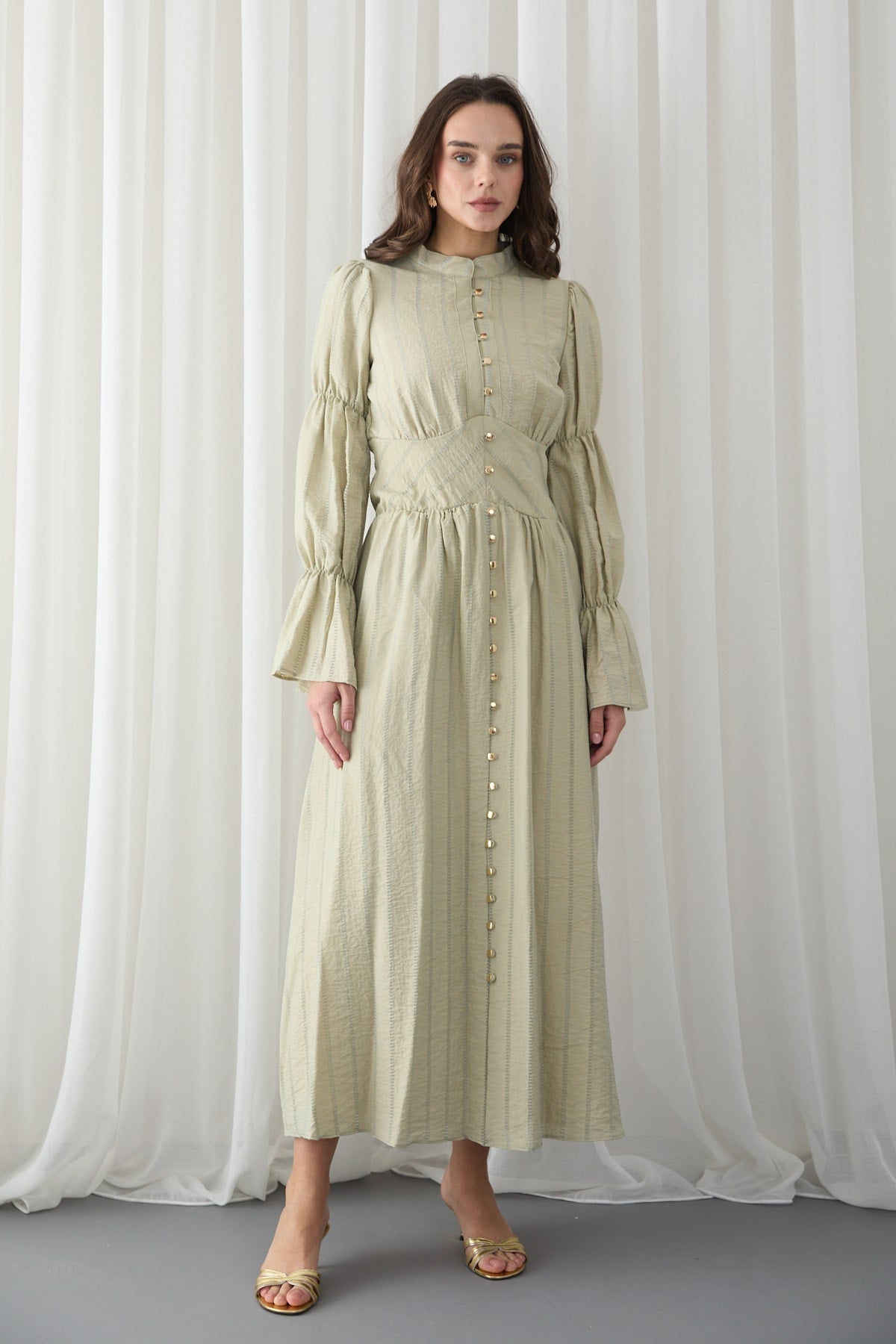 Beli Korsaj Detaylı Elbise 32-2835