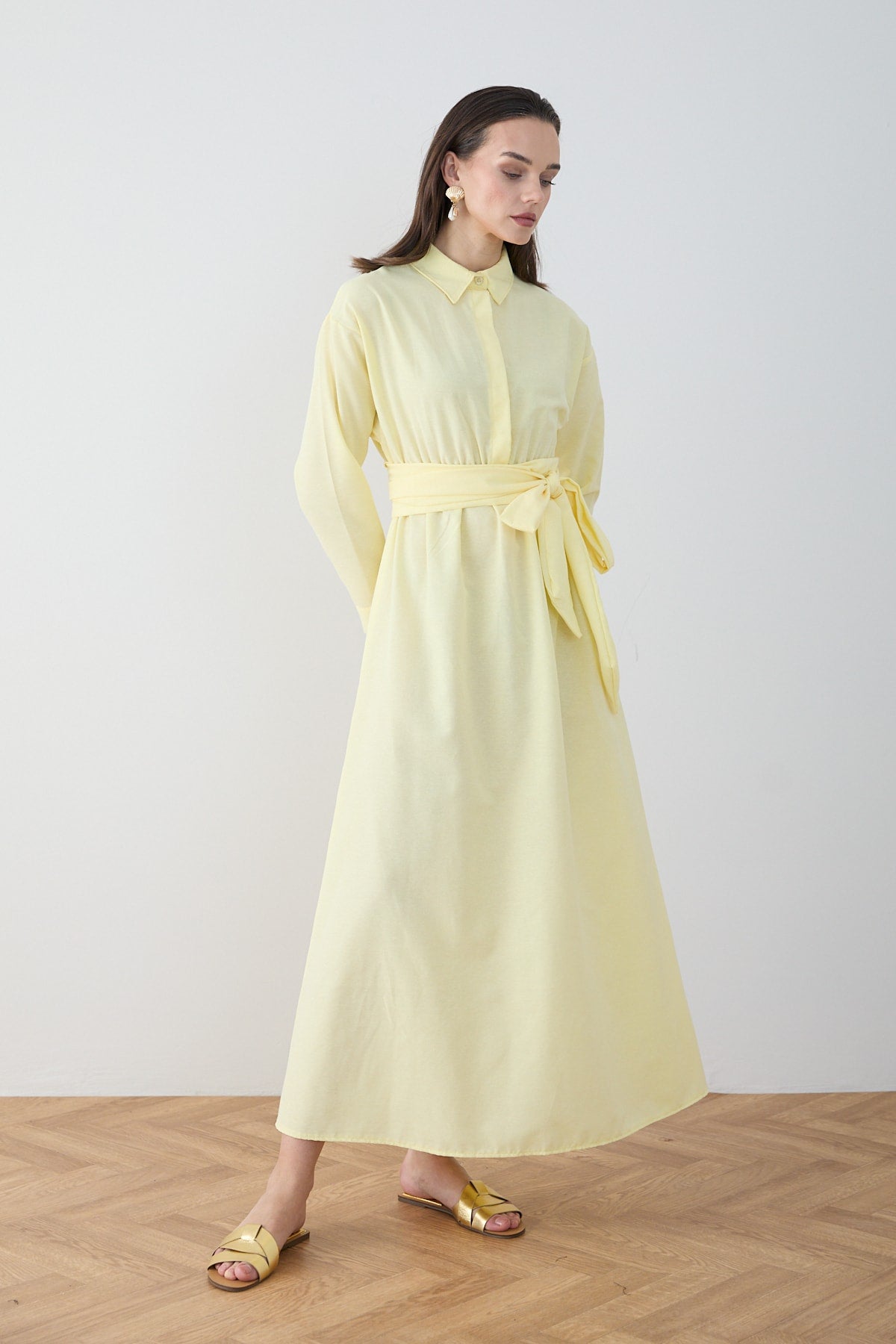 Kuşaklı Poplin Elbise 68-6302