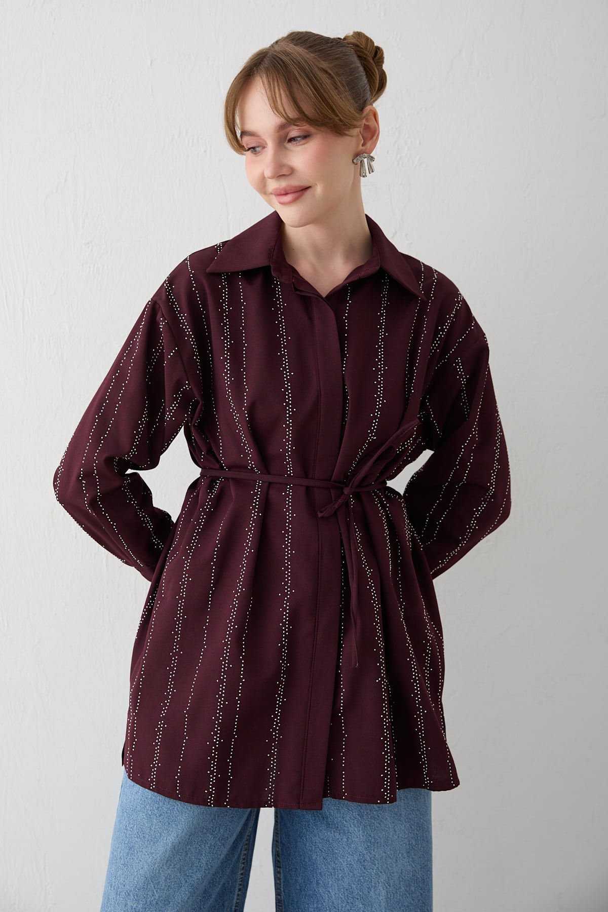 Taşlı Poplin Gömlek 32-2620
