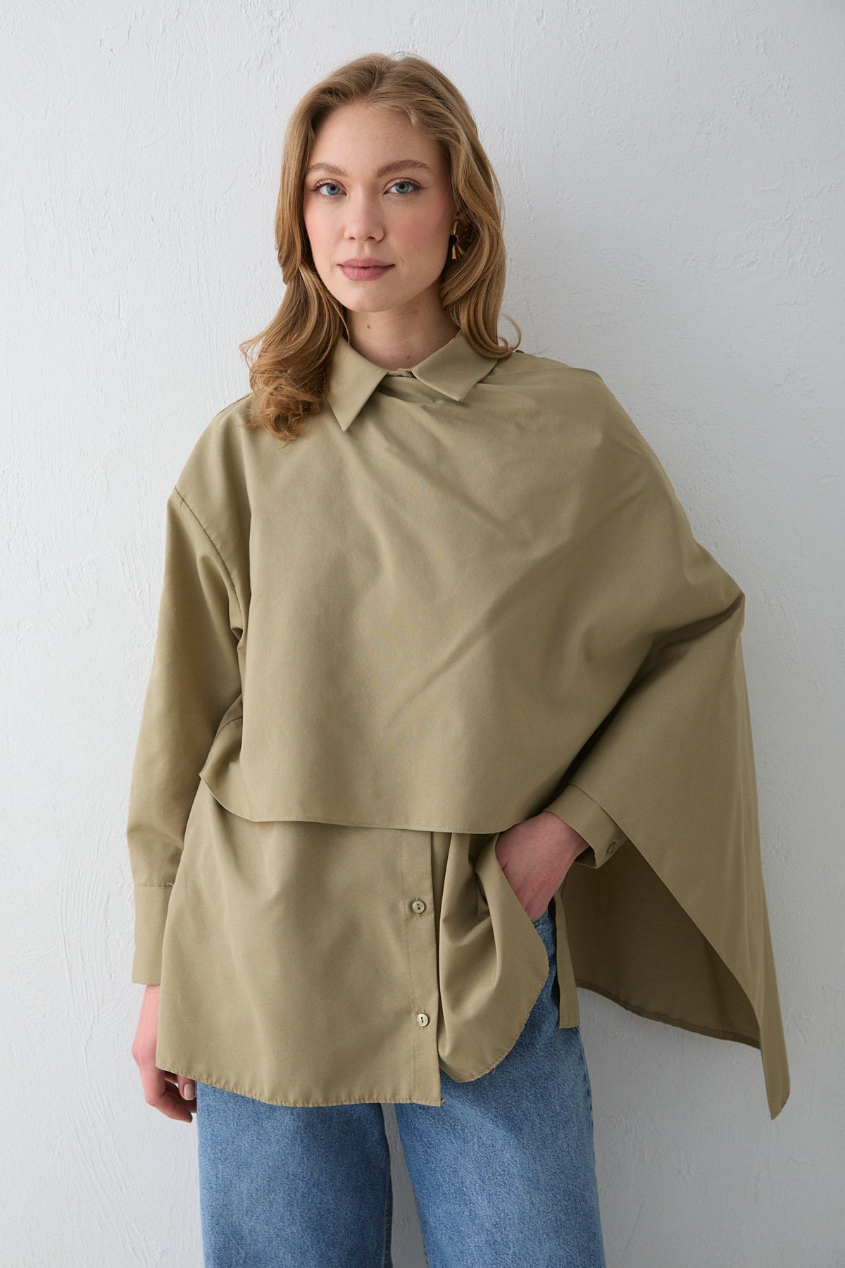 Şal Detaylı Poplin Gömlek 32-2757
