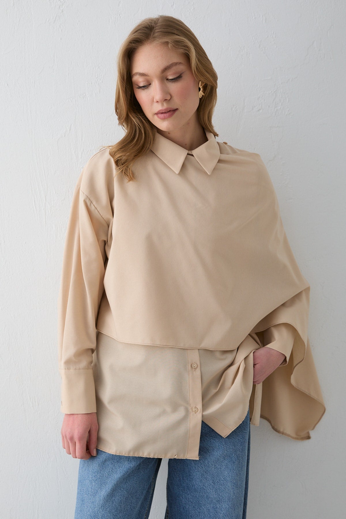 Şal Detaylı Poplin Gömlek 32-2757