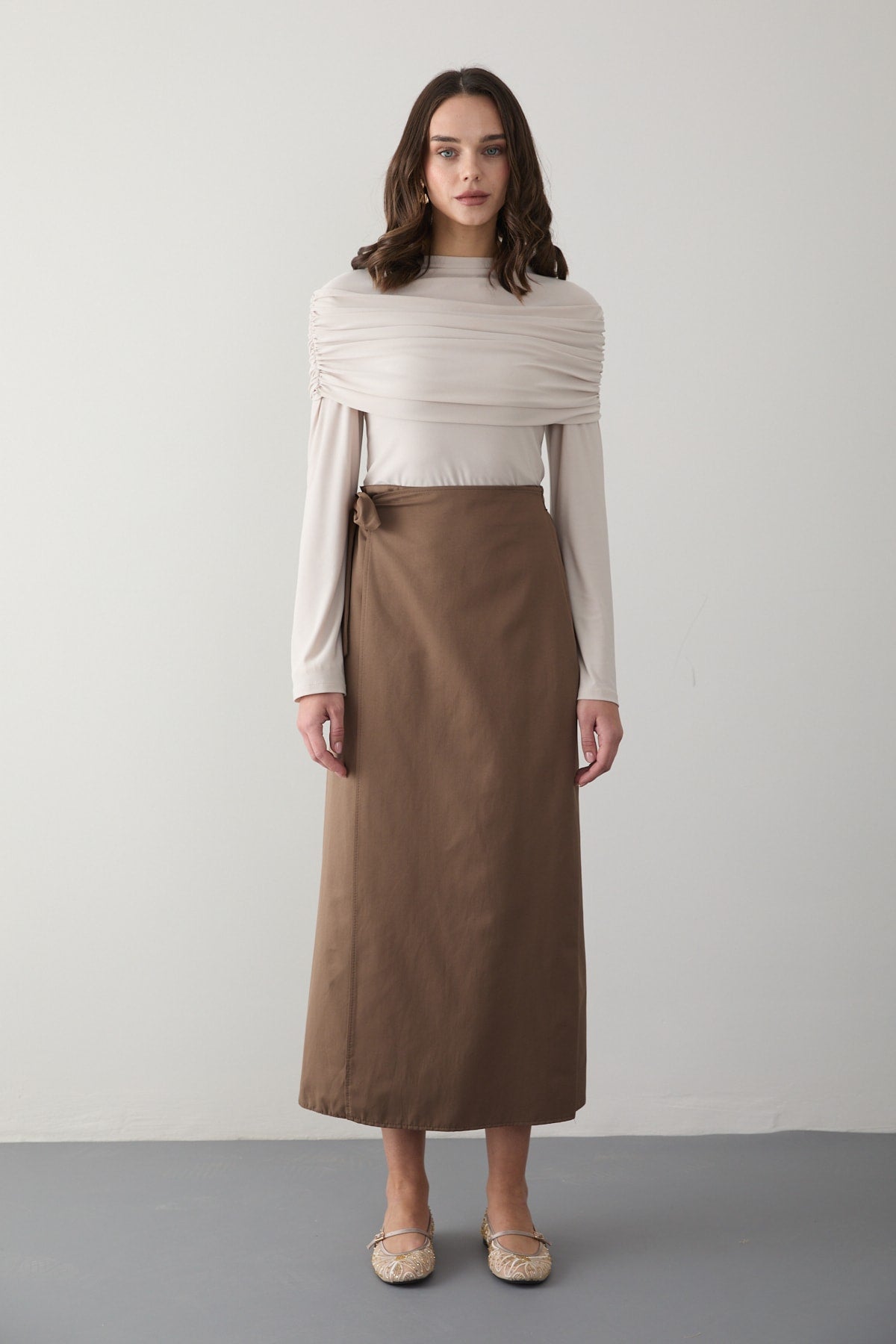 Poplin Bağlamalı Etek 32-2874