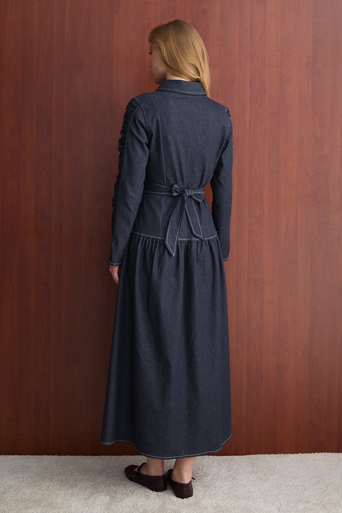 Fermuarlı Denim Elbise 32-2763