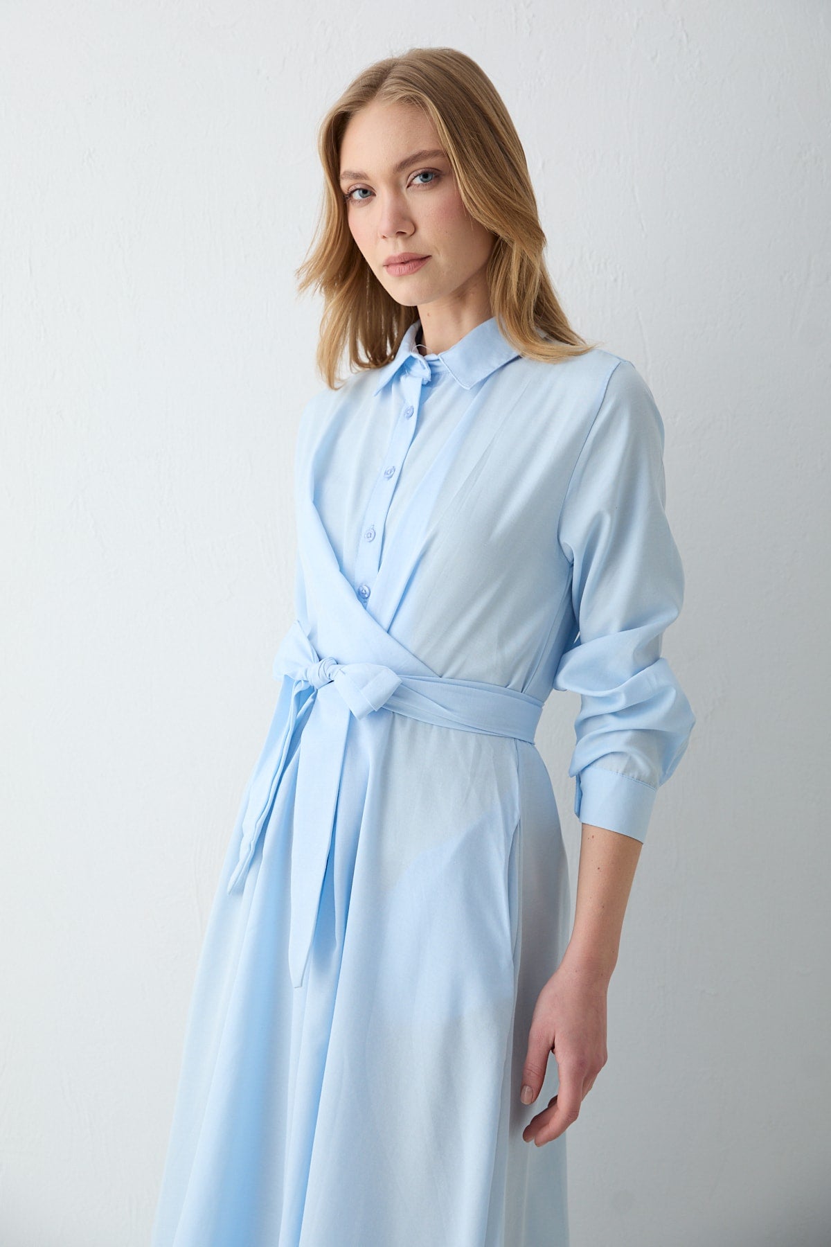 Bağlamalı Poplin Elbise 68-6163-1