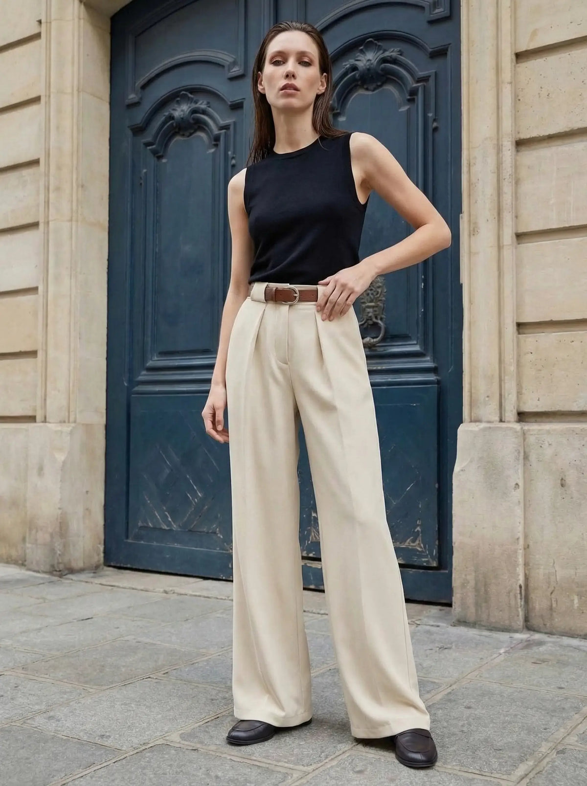 Dess Pantalon Bej Dokuma Panatolon