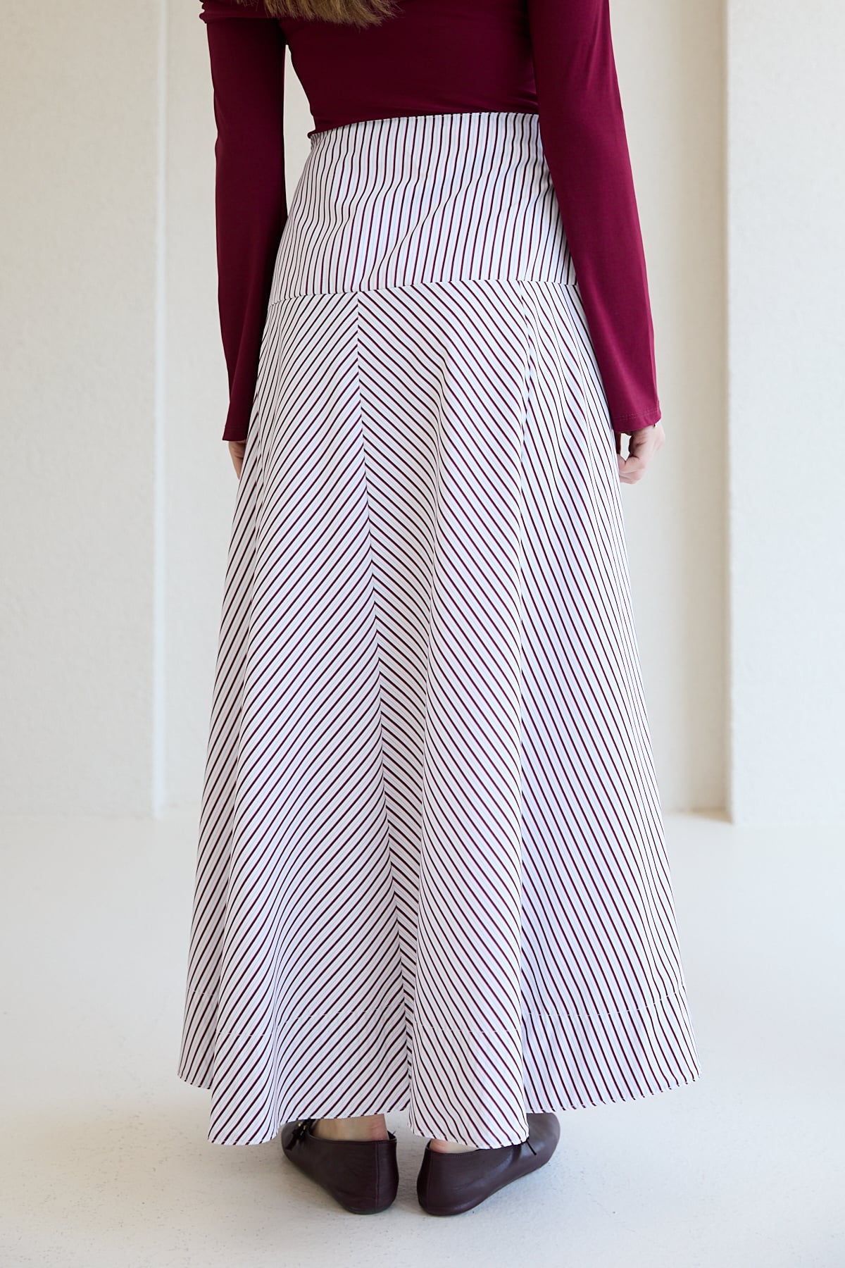 Çizgili Poplin Etek 32-2828