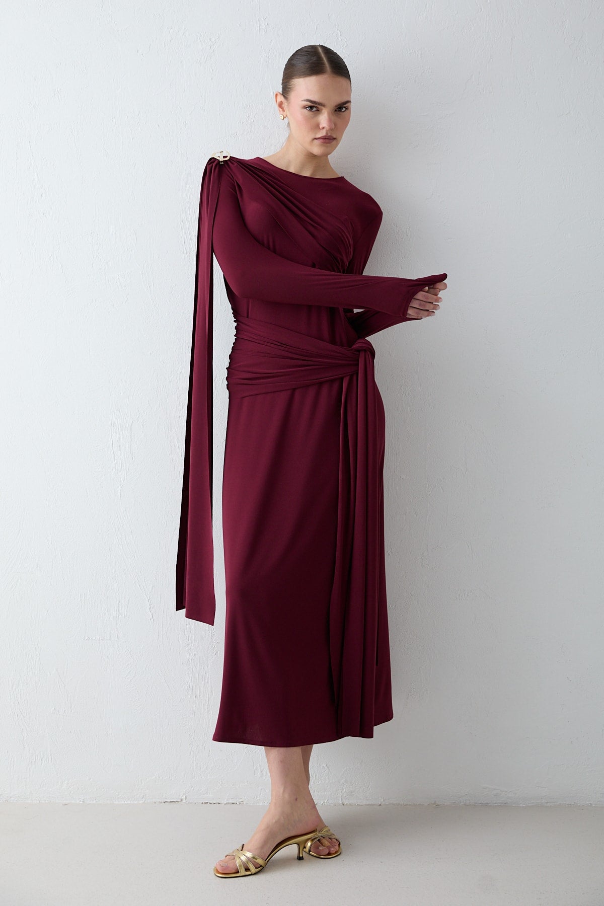 Likralı Bağlamalı Elbise 32-2663