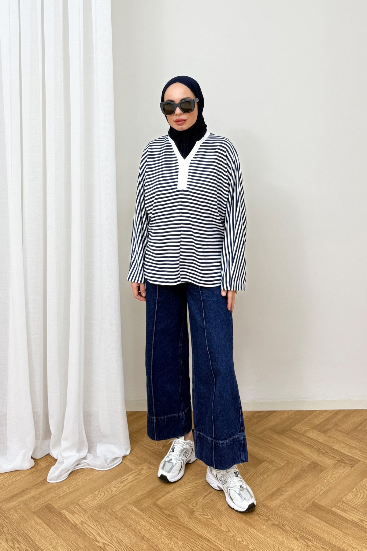 Çizgili İki İplik Tunik 79-7039