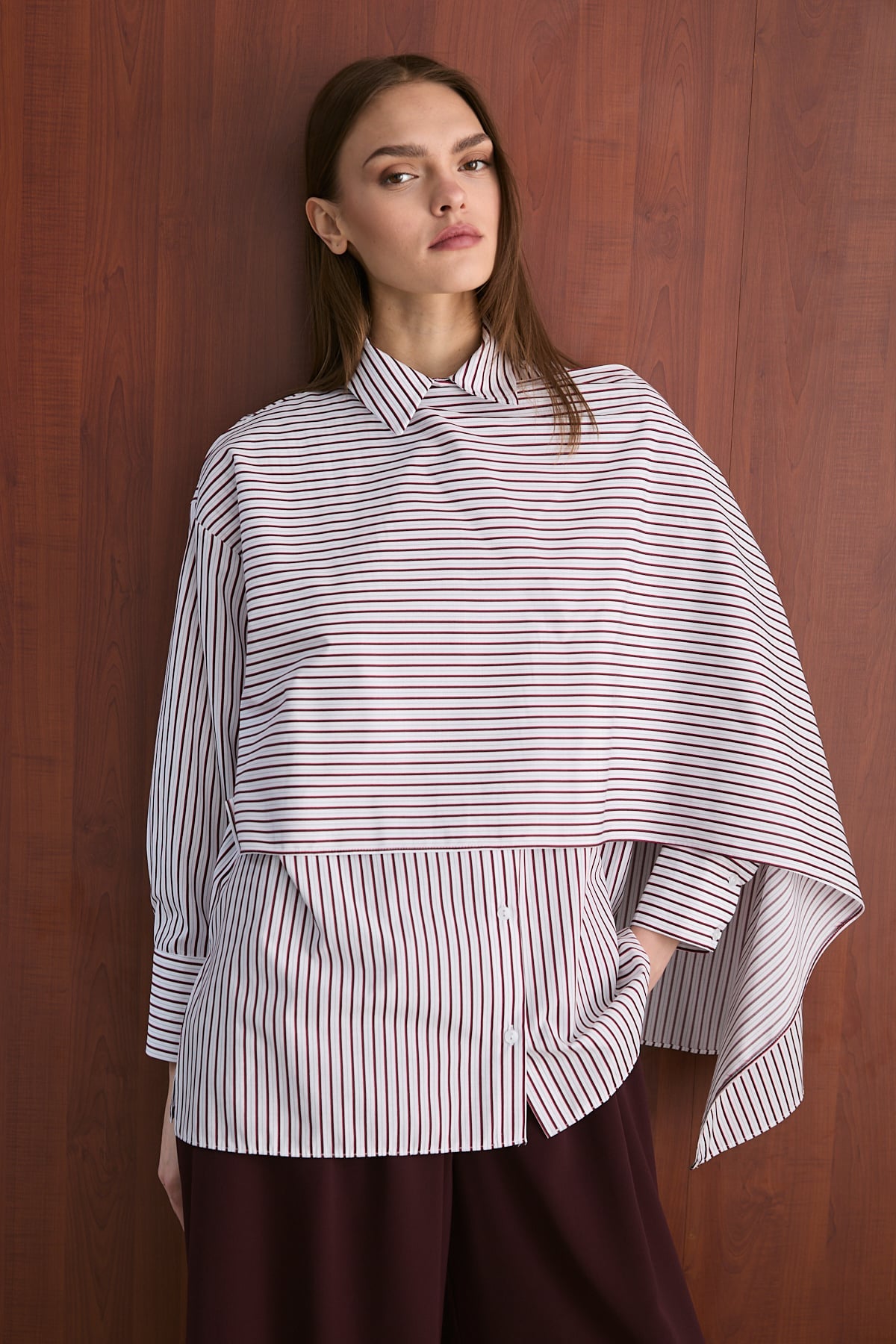 Şal Detaylı Poplin Gömlek 32-2756