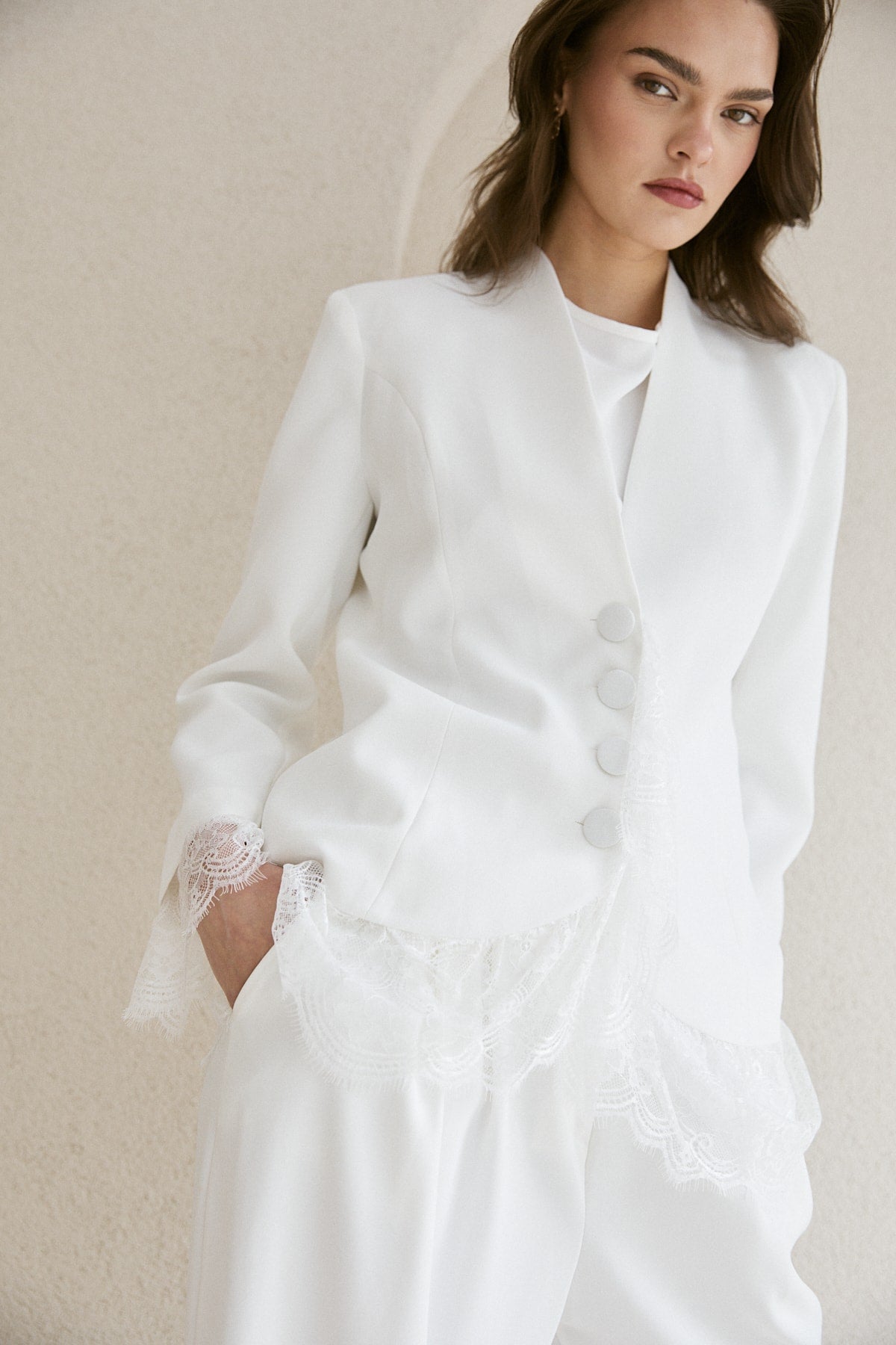 Dantelli Krep Ceket 32-2819