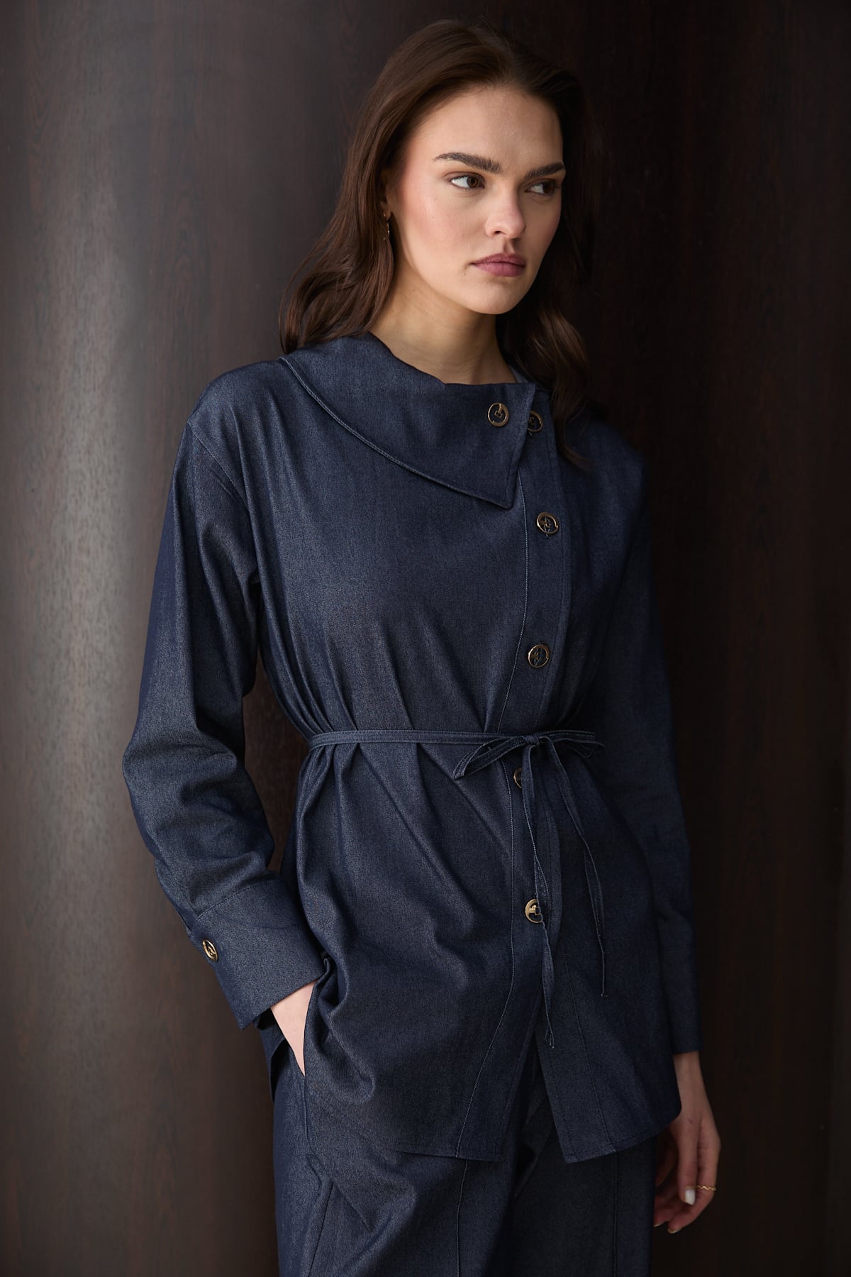 Düğmeli Denim Takım 32-2792