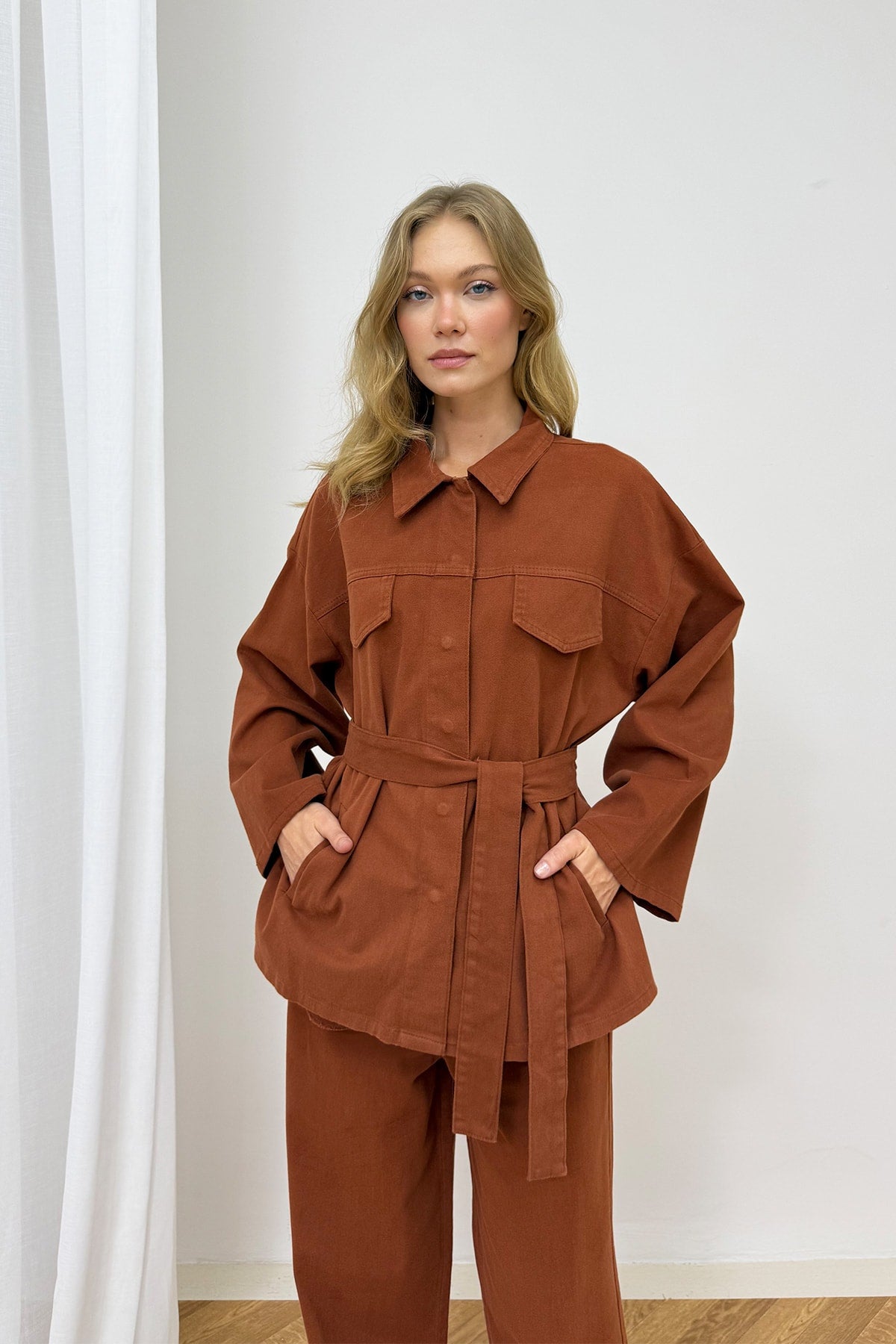 Gabardin Kuşaklı Takım 12-8843