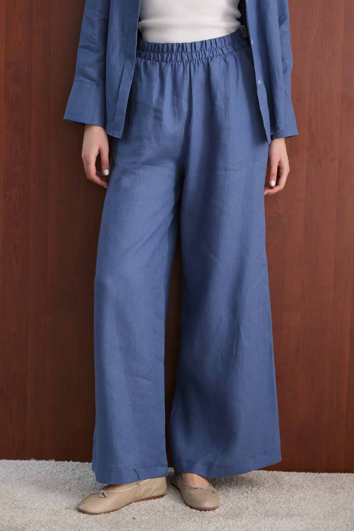 Keten Pantolon 32-2765-1 İndigo Kadın Pantolon