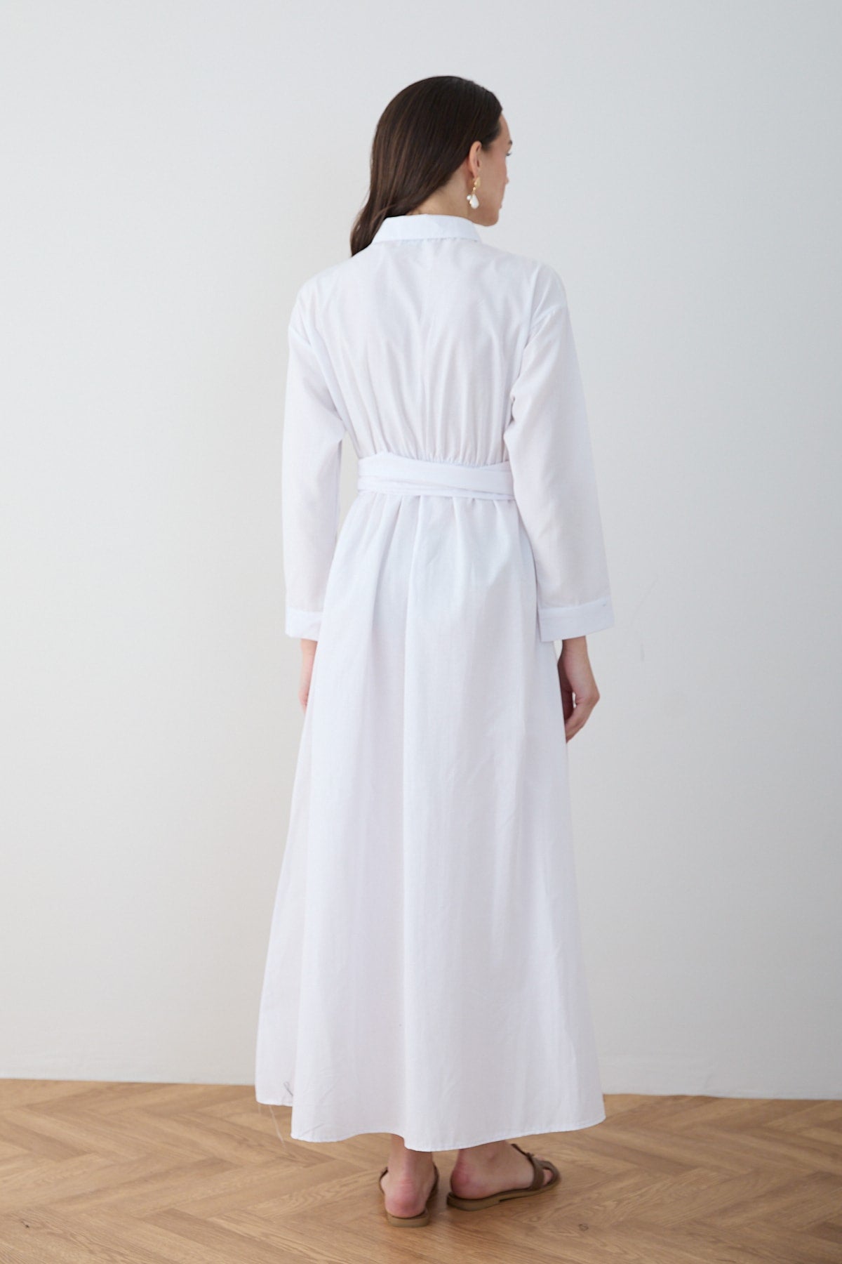 Kuşaklı Poplin Elbise 68-6302