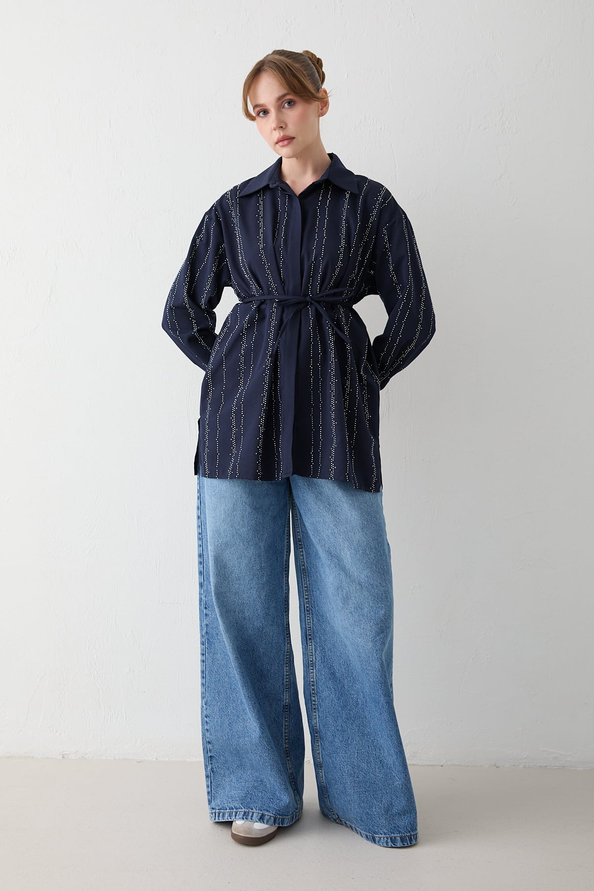 Taşlı Poplin Gömlek 32-2620
