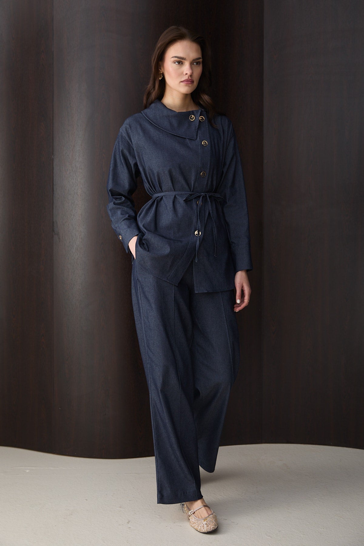 Düğmeli Denim Takım 32-2792