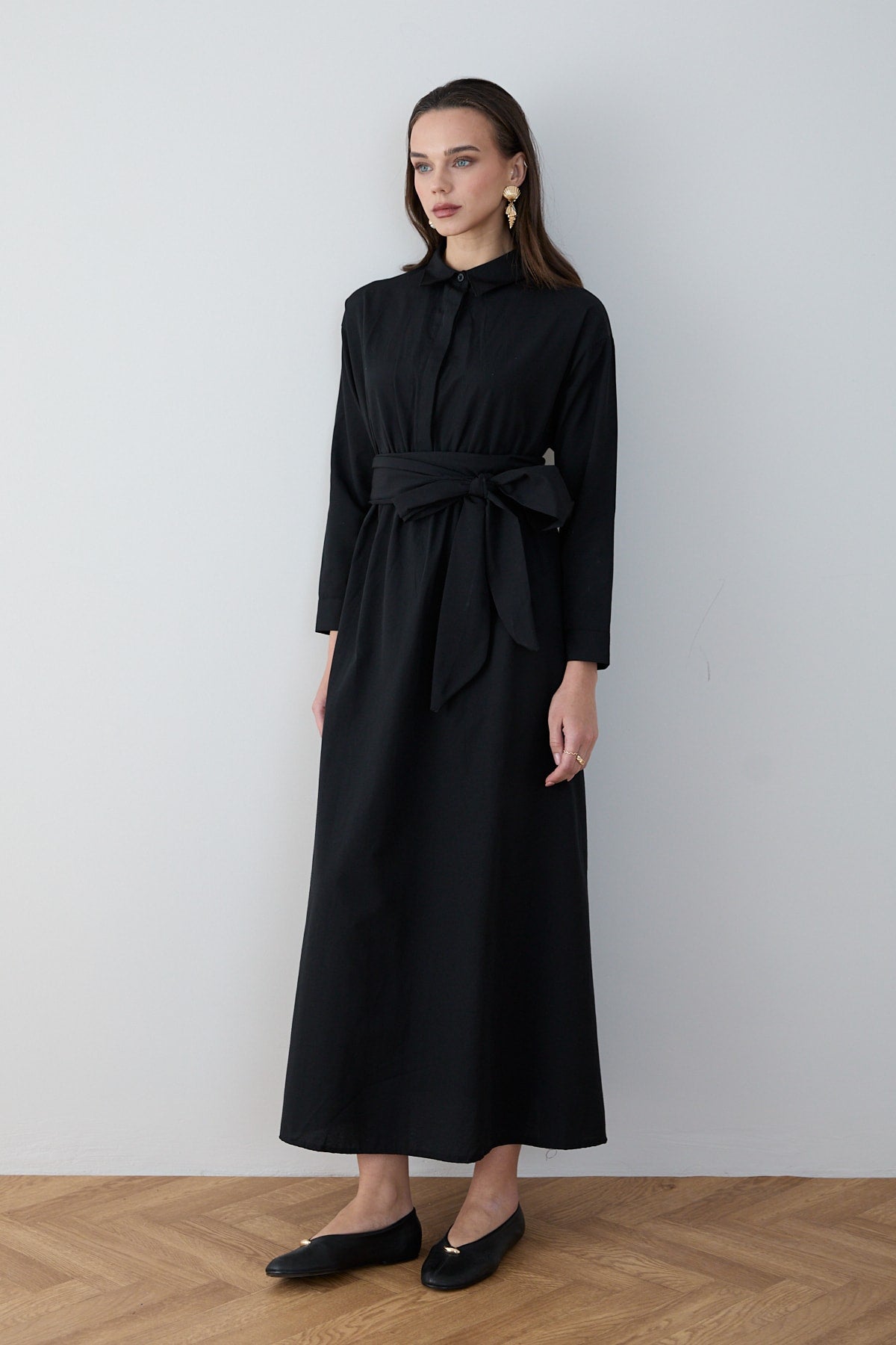 Kuşaklı Poplin Elbise 68-6302