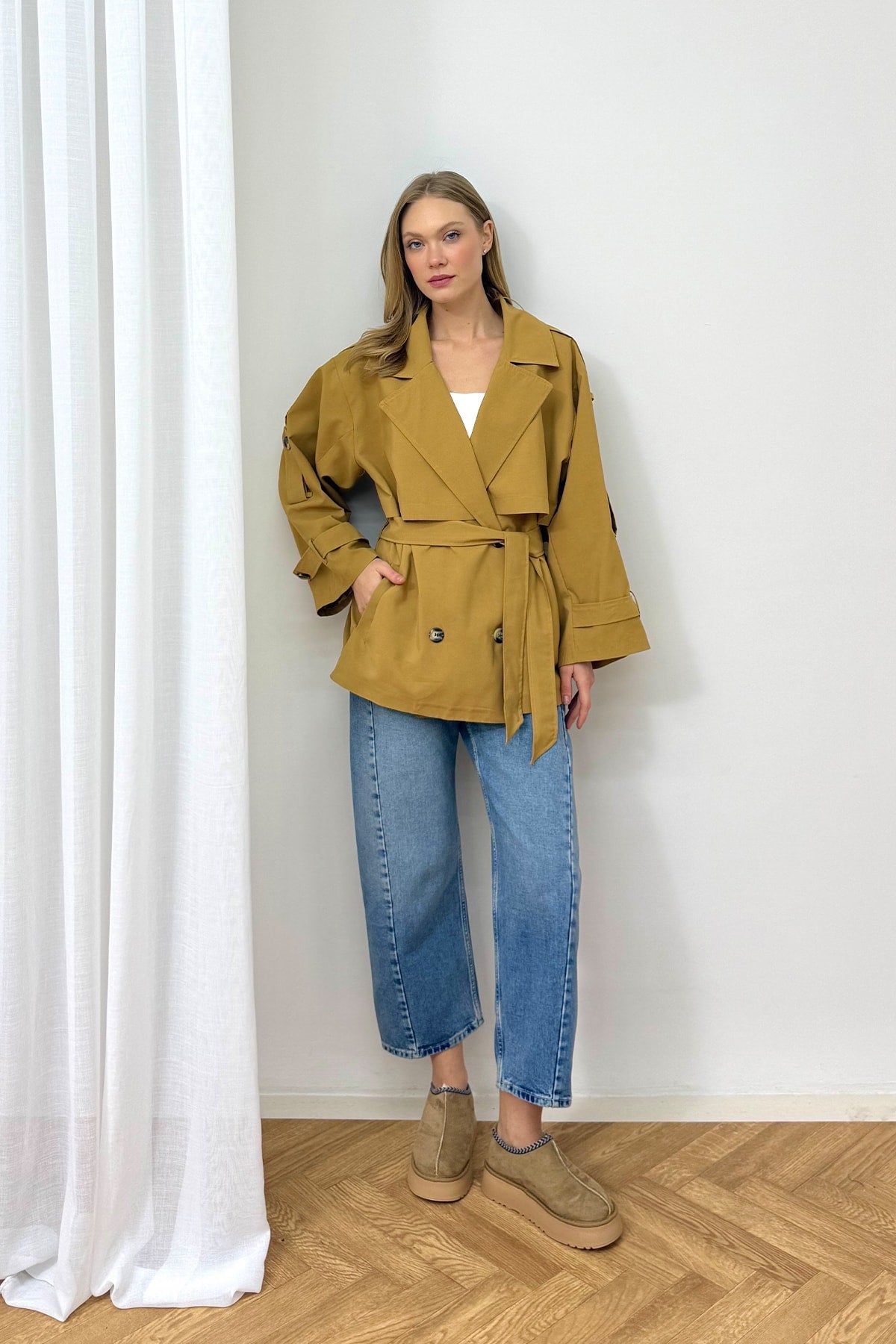 Oversize Kısa Trench 90-3010