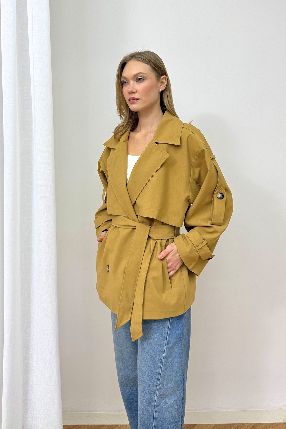 Oversize Kısa Trench 90-3010