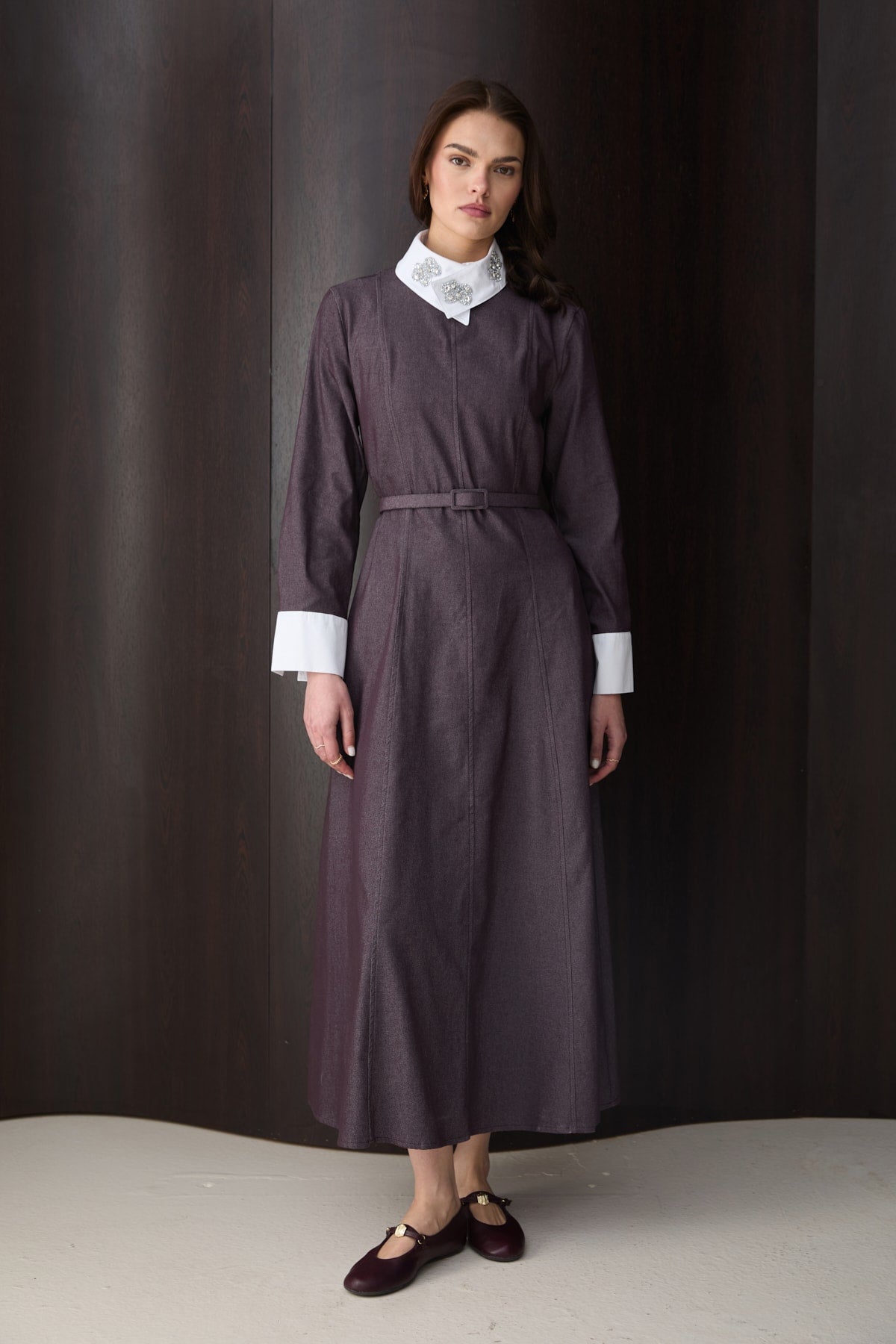 Yakada Detaylı Denim Elbise 32-2791