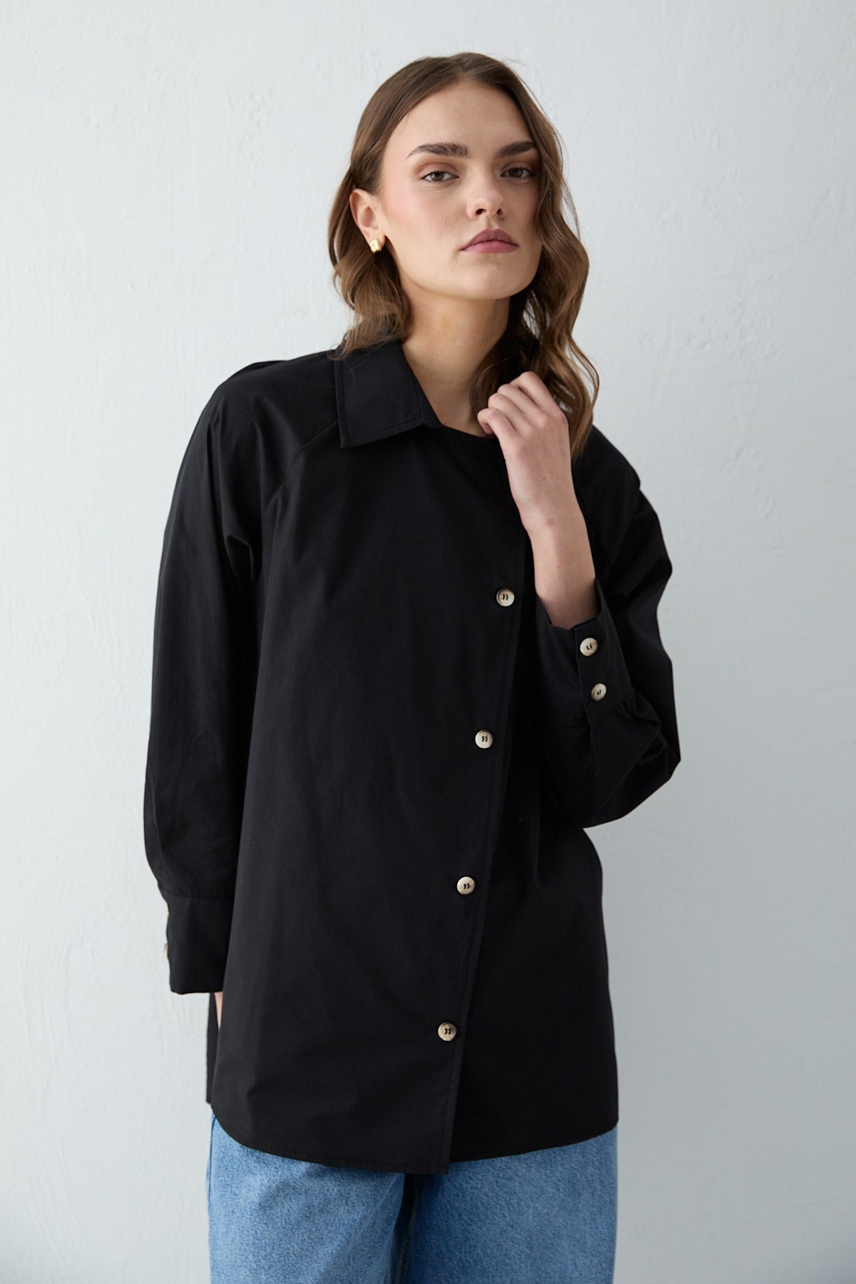 Düğmeli Poplin Gömlek 32-2703