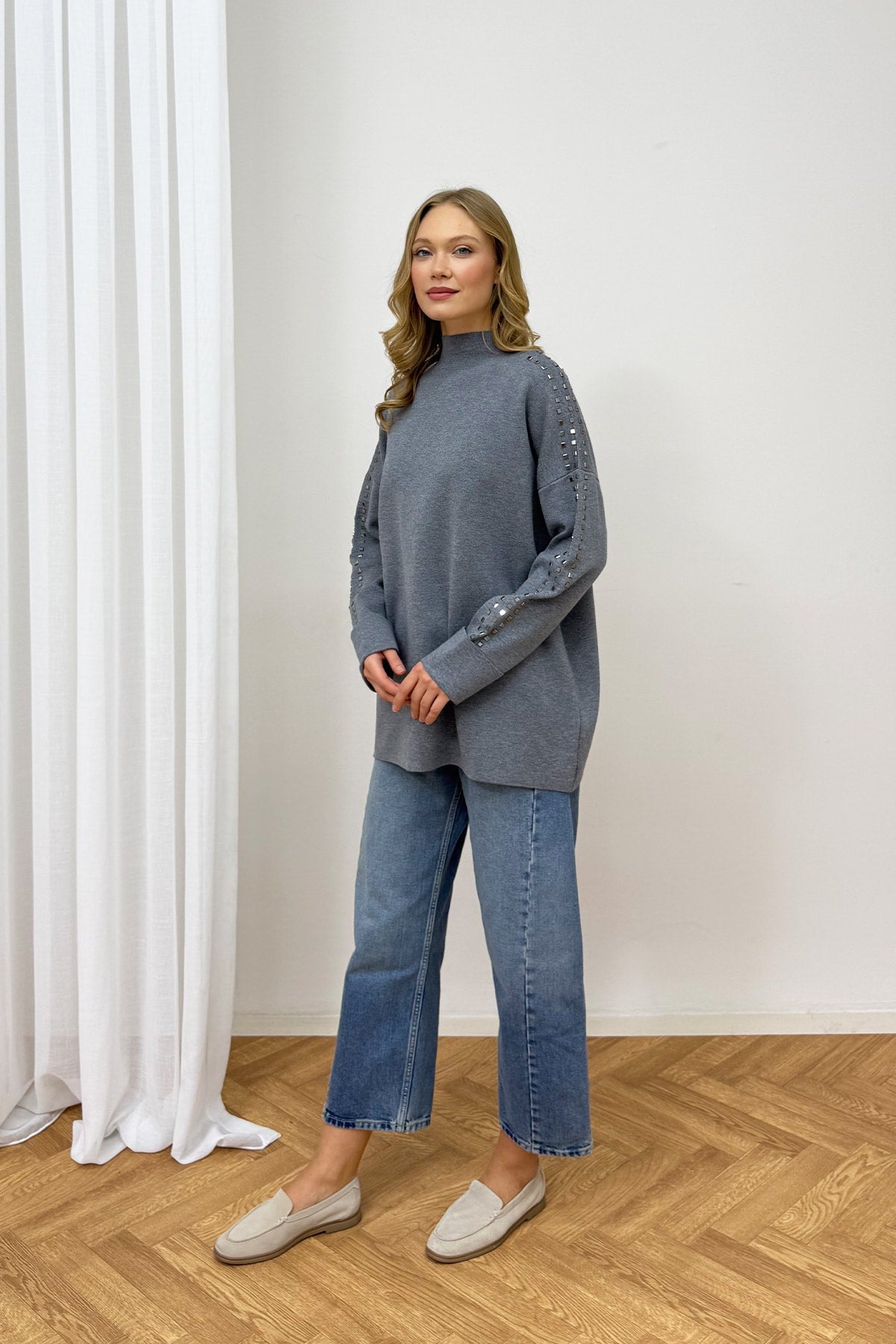 Aksesuarlı Triko Tunik 87-26150
