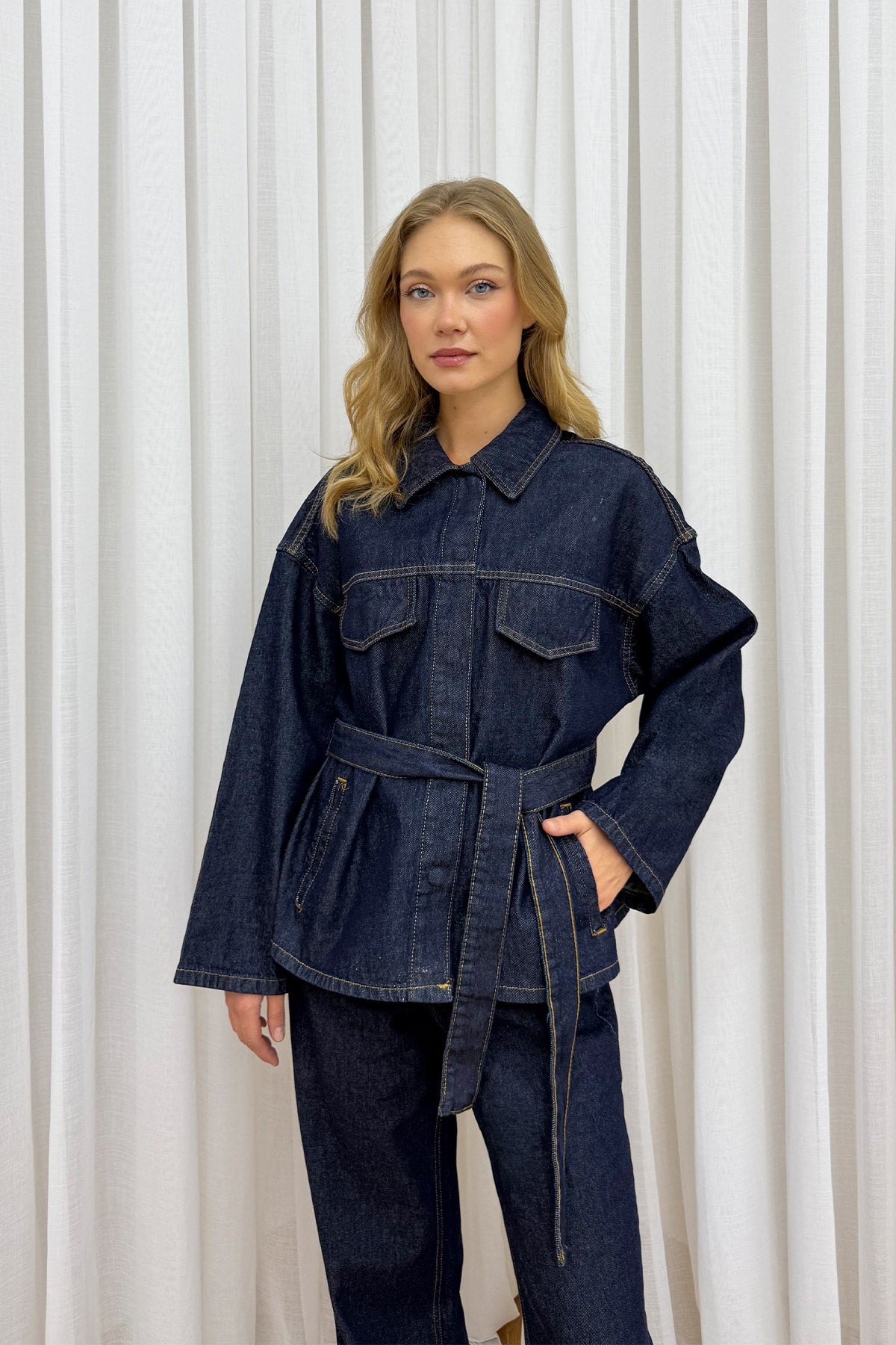 Bağlamalı Denim Takım 86-0275